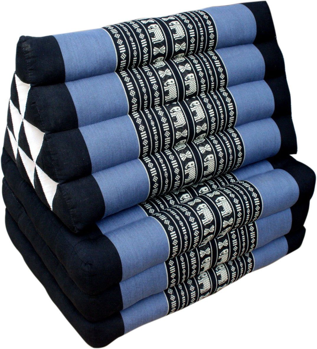 Guru-Shop Sitzkissen Thaikissen, Dreieckskissen, Kapok, Tagesbett.. schwarz/blau