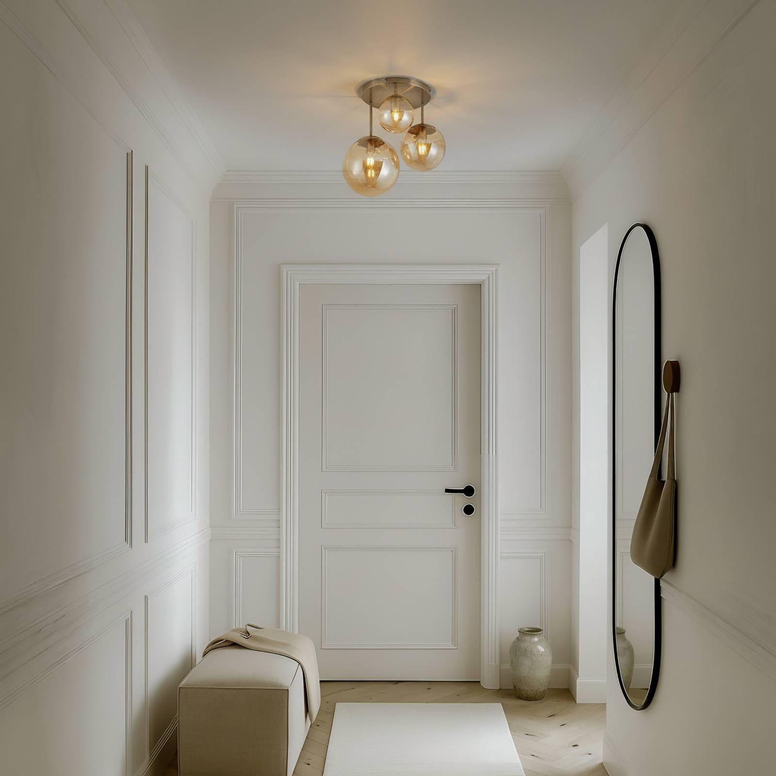 Lindby Deckenleuchten Teeja, Glas Creme IP20, 3 x 15 W LED