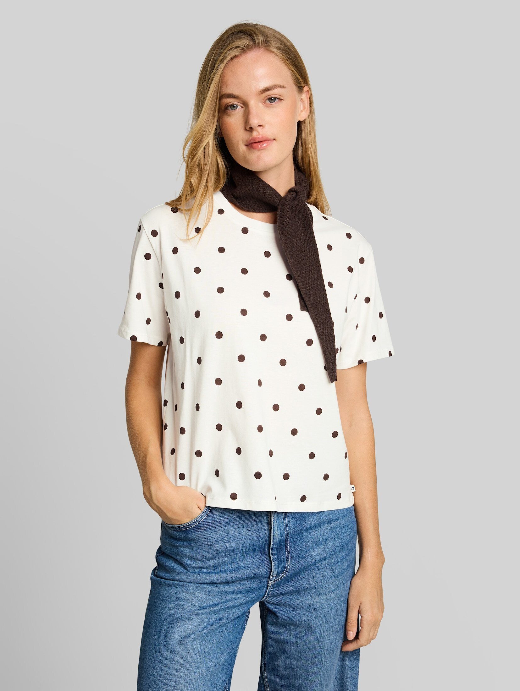 TOM TAILOR Denim T-Shirt T-Shirt Boxy Fit T-Shirt mit Punkten