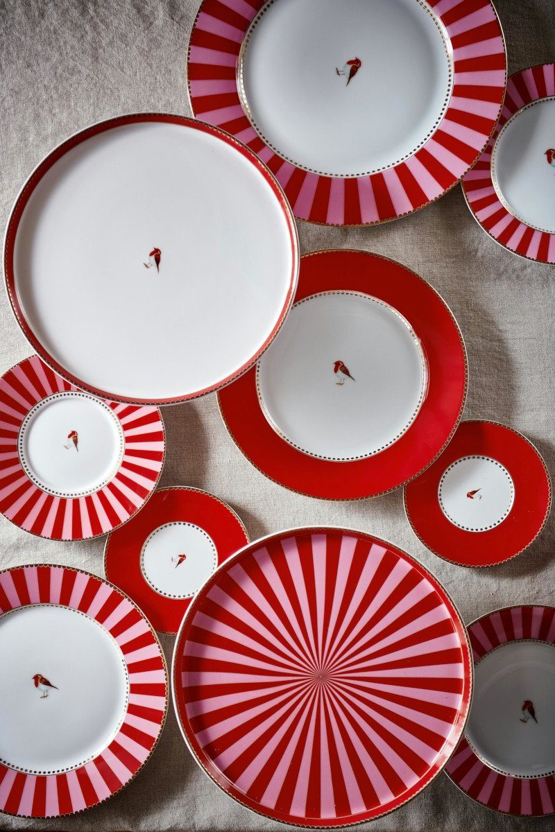 PiP Studio Speiseteller Love Birds Speiseteller rot 26,5cm, Plate Love Birds Red 26.5cm