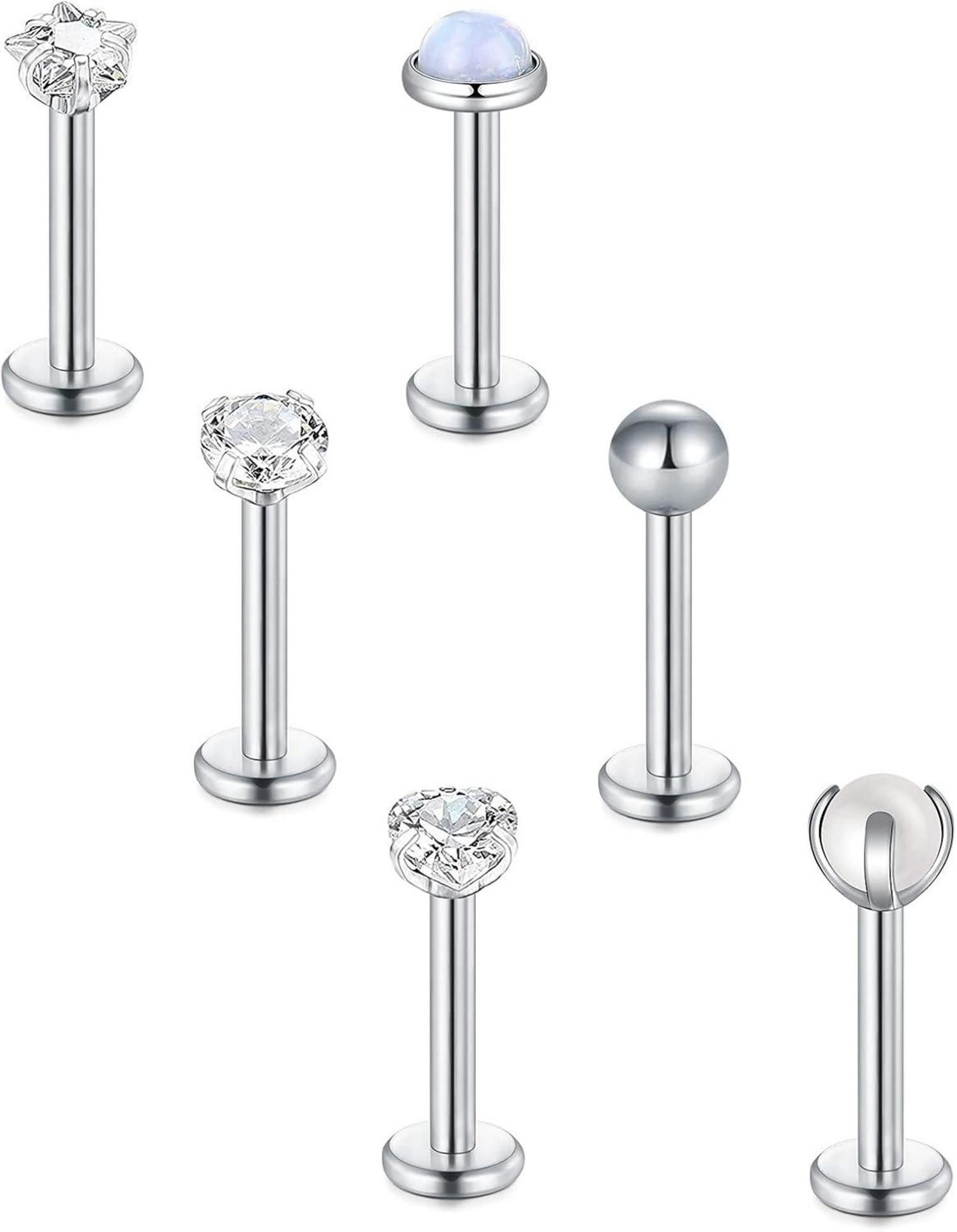 Piercing-Set Tragus Piercing Lippenpiercing Stecker Chirurgenstahl Silber 16G