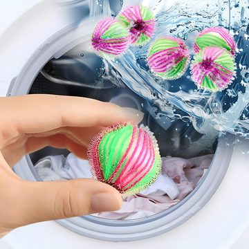 Retoo Wäschekugel Tierhaarentferner Waschmaschine Waschkugeln Fusselbälle Wäschekugel (6 Stück Wäschebälle in grün-rosa Farbe), Wiederverwendbar, Tierhaarfreie Kleidung, Strapazierfähiger Kunststoff