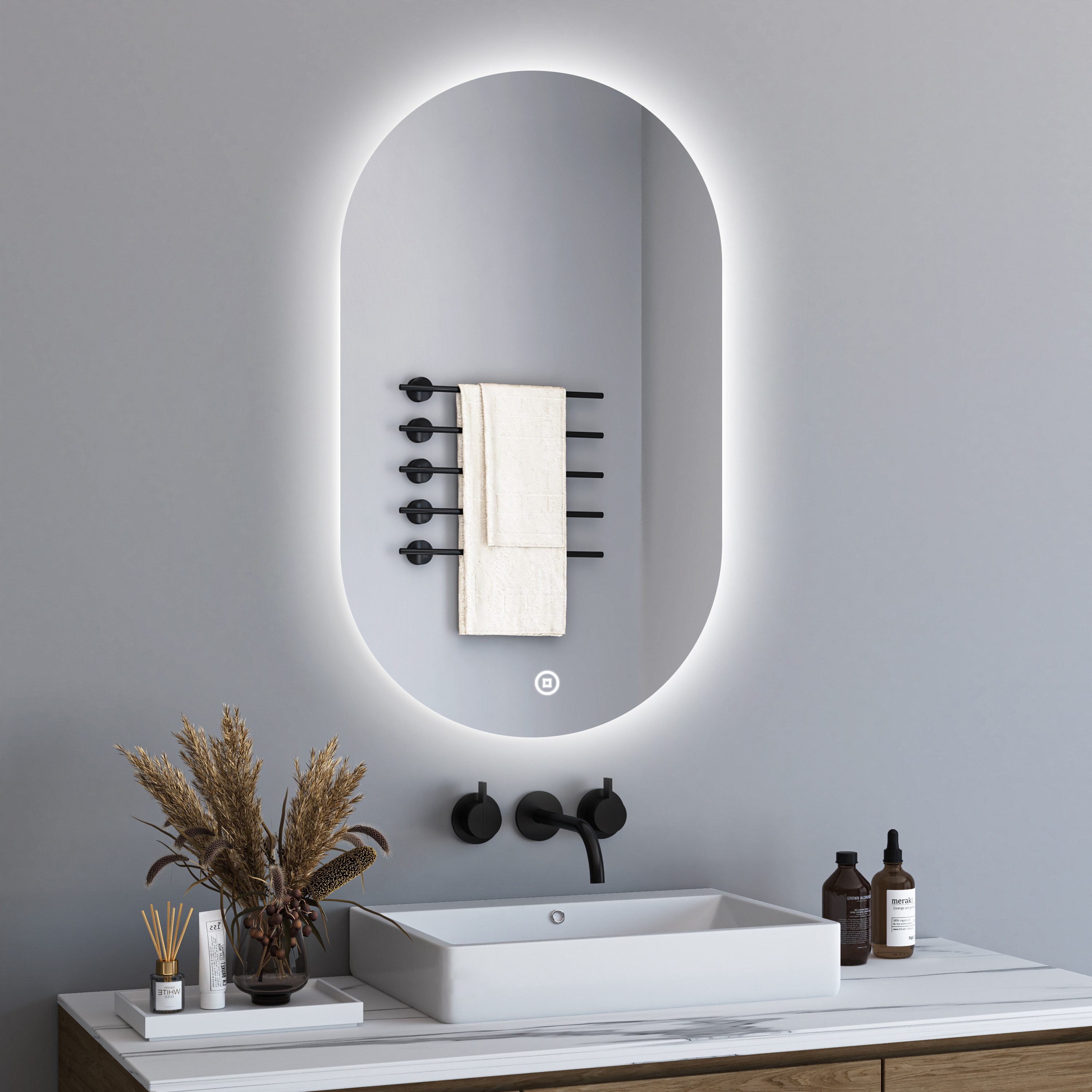 WDWRITTI Wandspiegel mit beleuchtung Badspiegel LED Touch Modern Dreifarbig günstig online kaufen