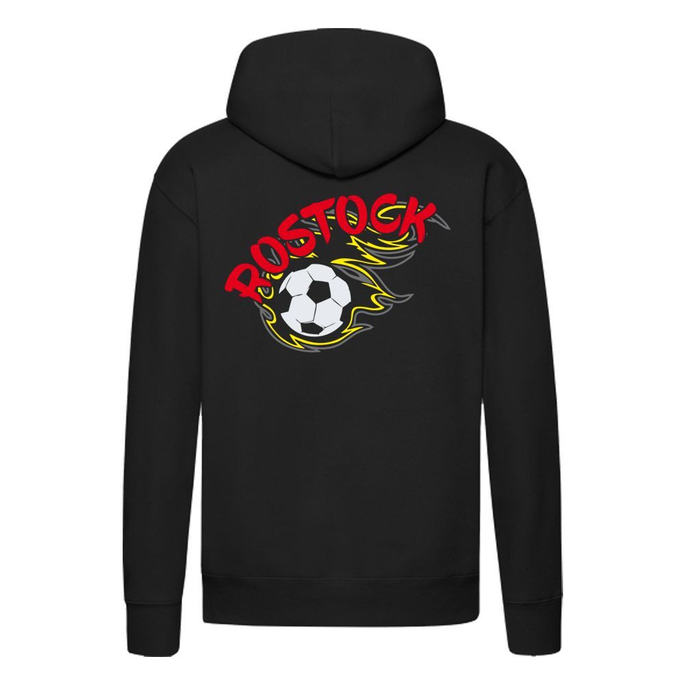 G-graphics Hoodie Rostock in flames – Feuer-Fussball – mit Front- & Backprint Unisex Pullover mit einem Motiv für den echten Fan