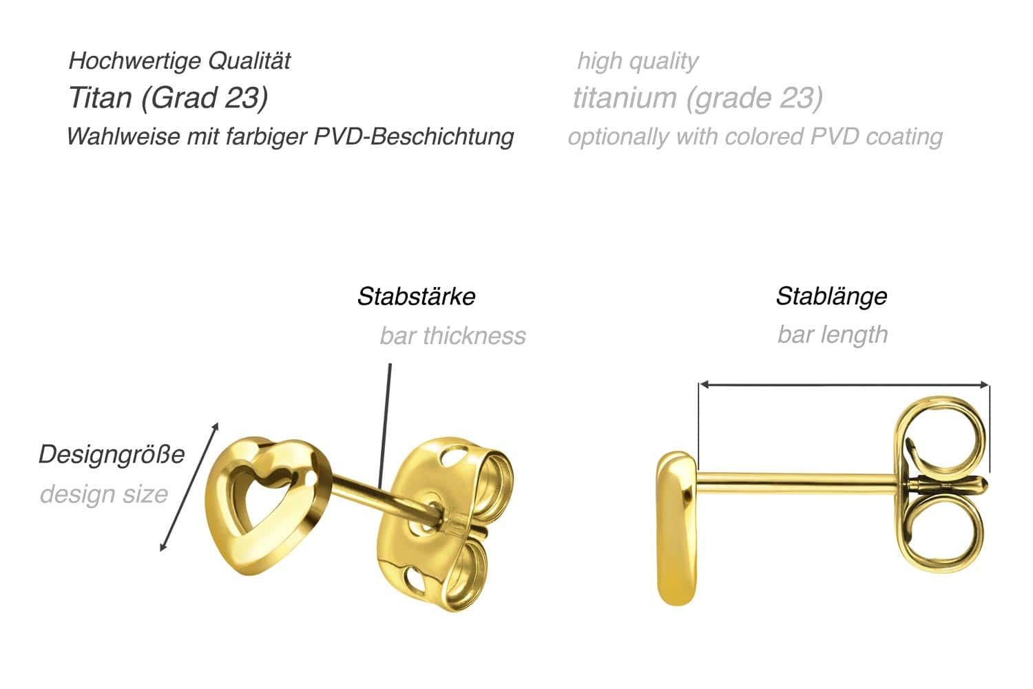 FILANGO Paar Ohrstecker Titan Ohrstecker HERZ (Ohrstecker, 1-tlg) günstig online kaufen
