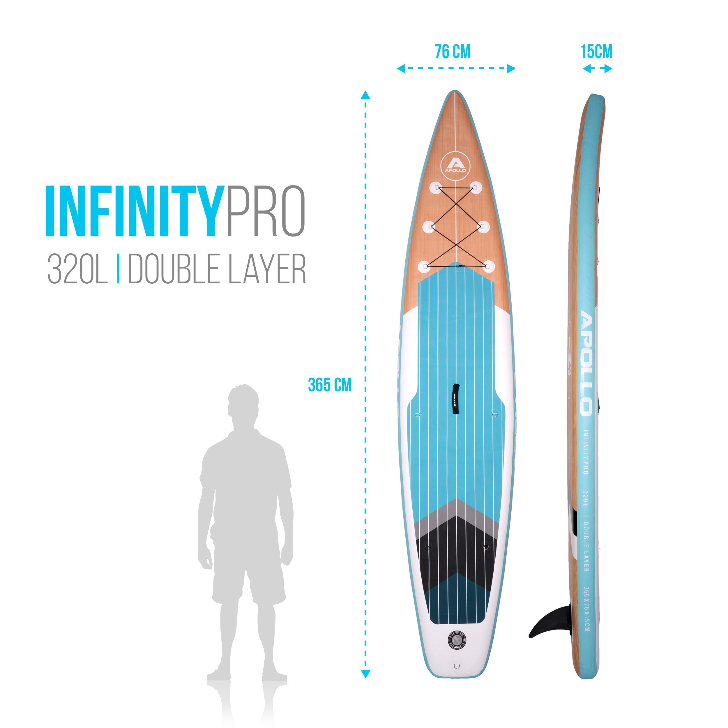 Apollo SUP Stand Up aufblasbar SUP-Board Pro Infinity Infinity, Inflatable Aufblasbares Paddle Board -