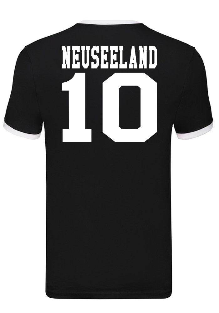T-Shirt New Mit Brownie Kontrastnaht & Herren Trikot Fußball Neuseeland Zealand Blondie Weltmeister WM Sport