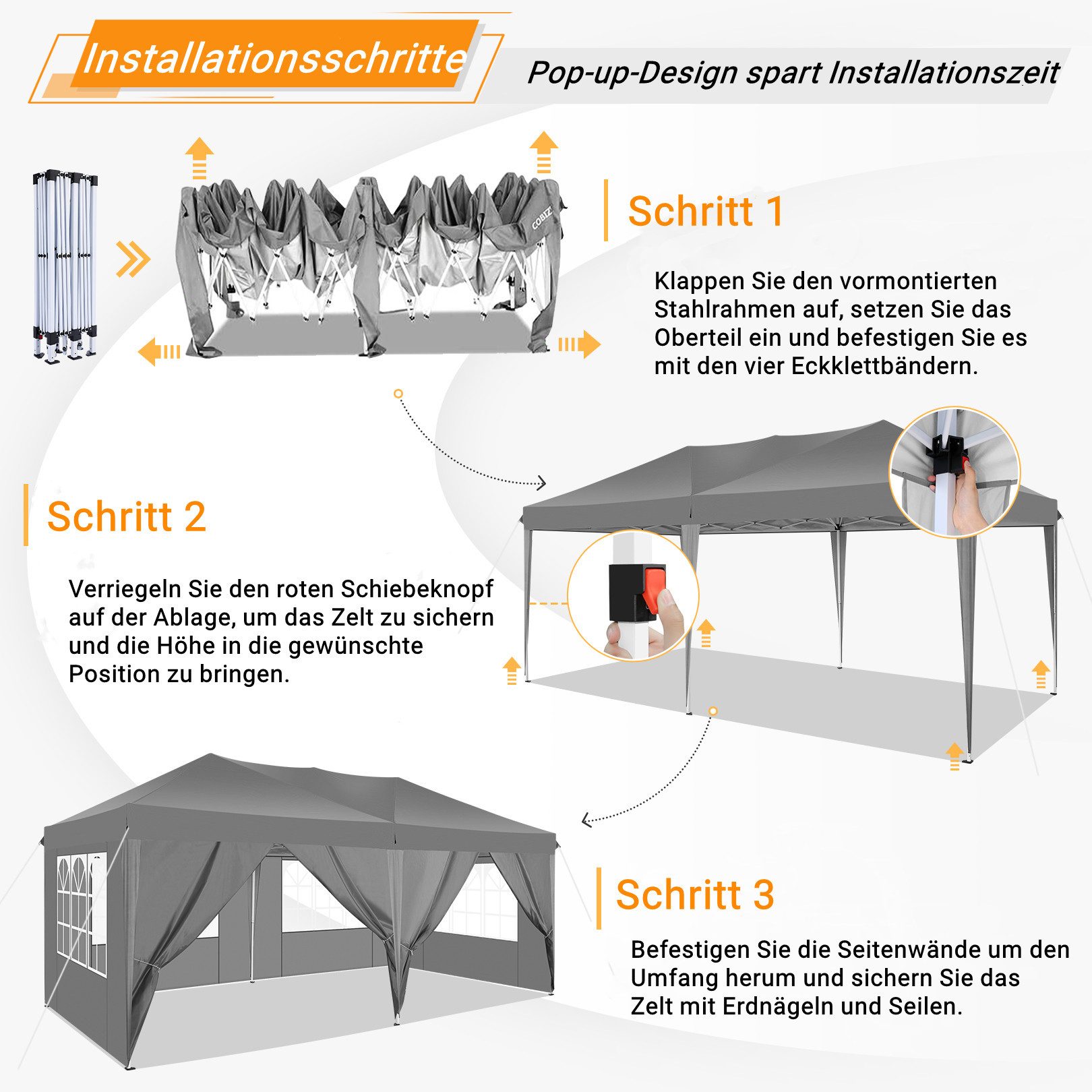 LUCKZON Pavillon 3x6m, Faltbar Pavillon Wasserdicht, günstig online kaufen