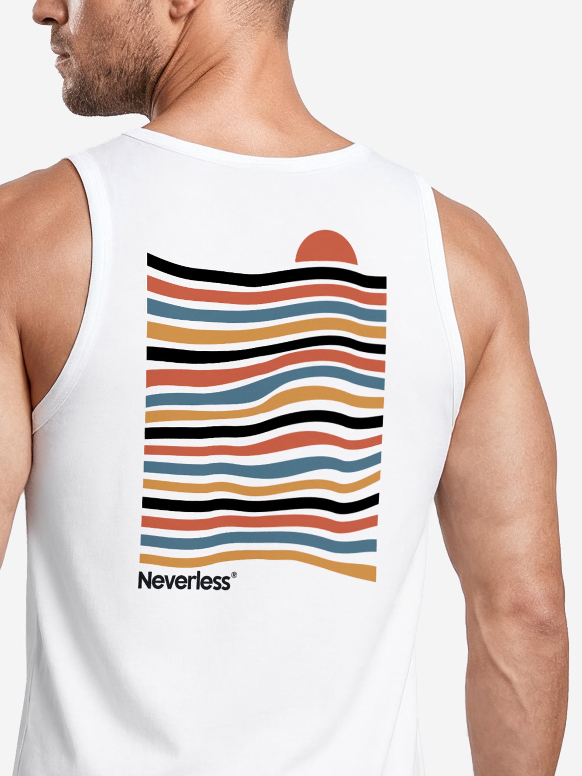 Neverless Tanktop Tanktop Herren mit Grafik-Print - Design waves and sun - Trägershirt mit Print