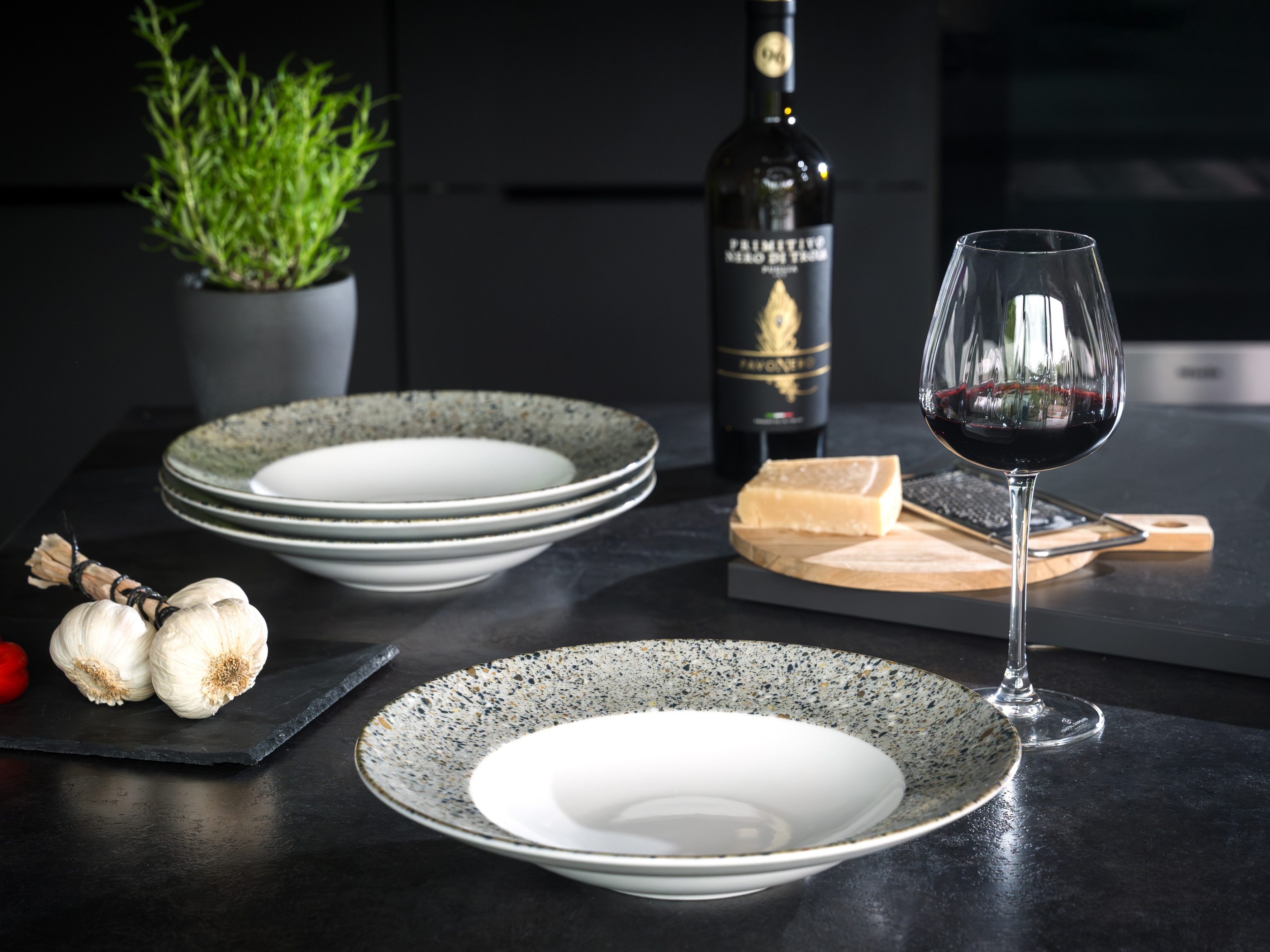 CreaTable Pastateller Stone Collection Genua, Teller Set, 4-tlg., (4 St), Italienische Eleganz, Vielseitig einsetzbar