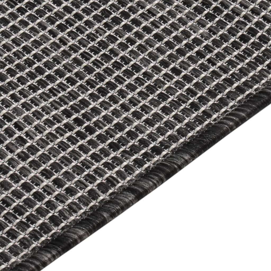 vidaXL Teppich Outdoor-Teppich Flachgewebe 100x200 cm Grau, Rechteckig – Bild 4 von 5