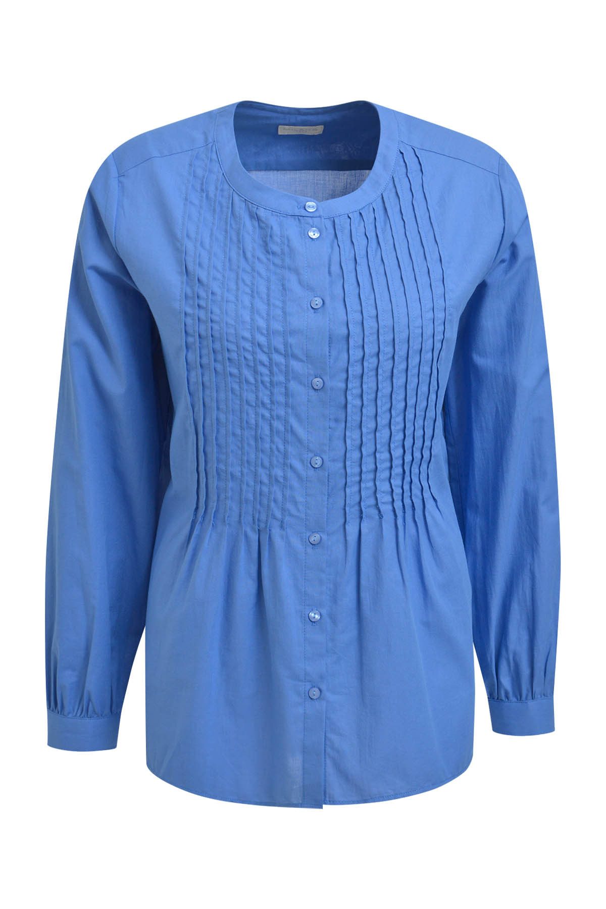 Milano Italy Langarmbluse BLOUSE W/ PINTUCKS A