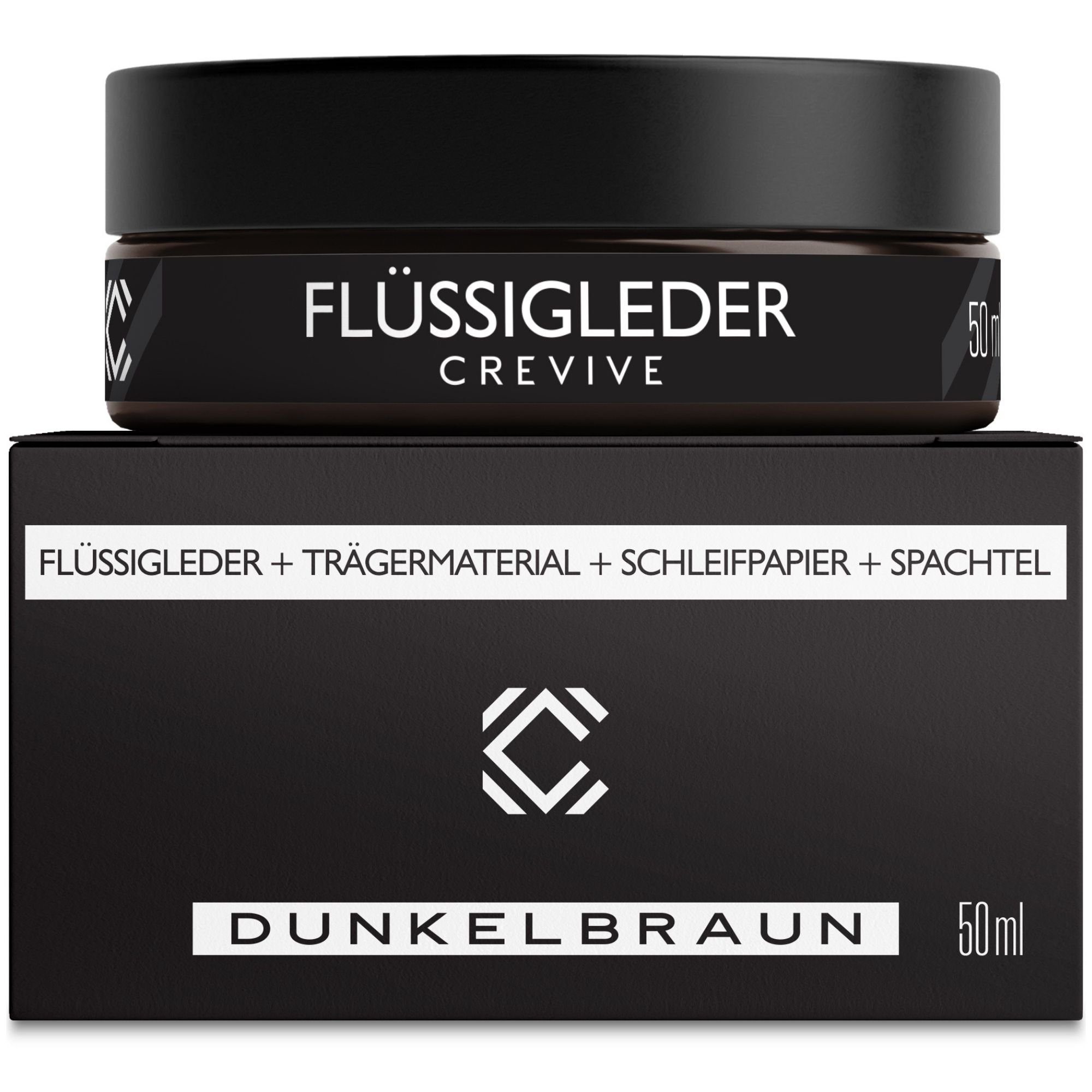 CREVIVE Flüssigleder 50 ml Lederpflege (Lederreparatur, sehr ergiebig), Leder Reparatur Set, Kunstleder Reparaturset, für Sofa, Couch, Auto
