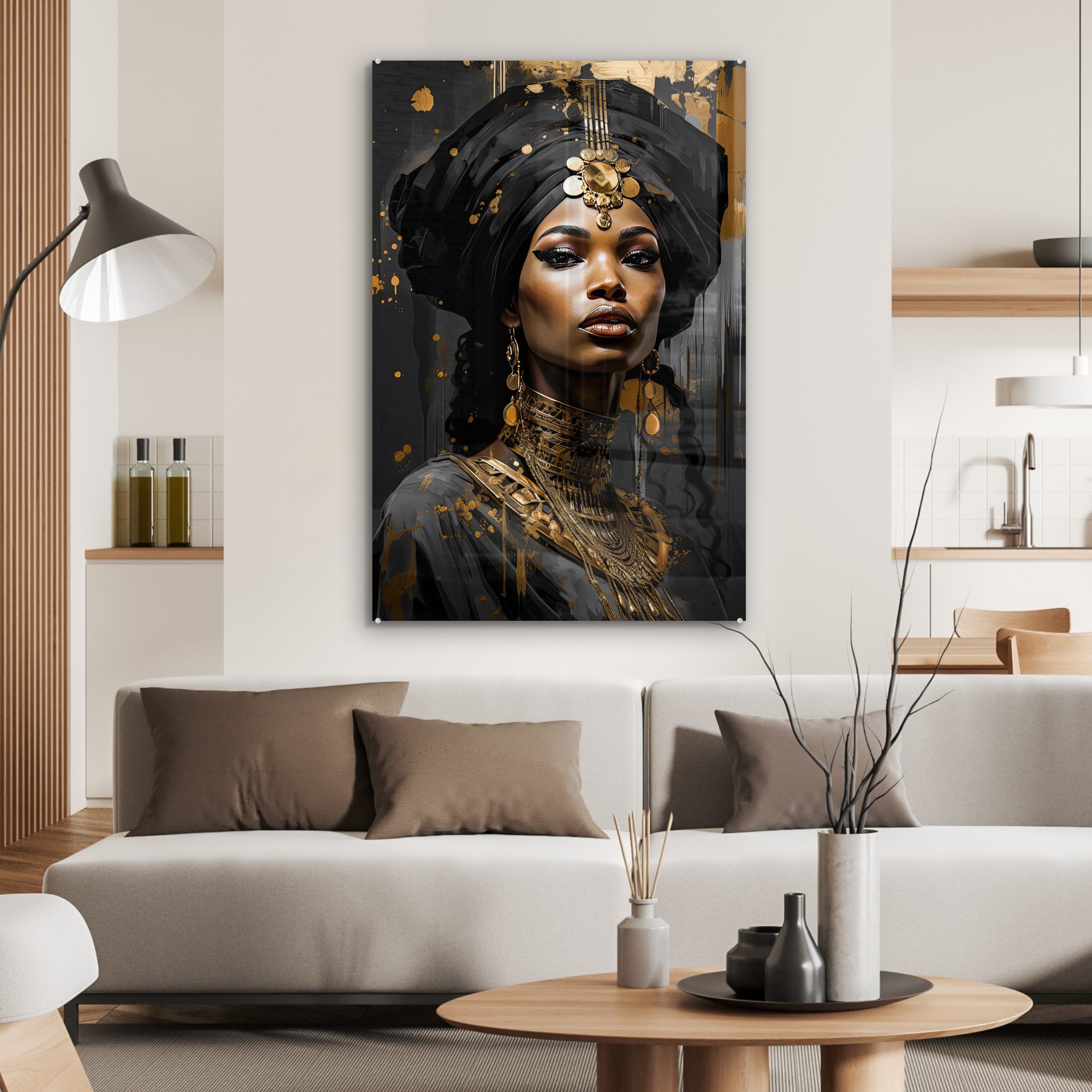 MuchoWow Acrylglasbild Frau - Gold - günstig online kaufen
