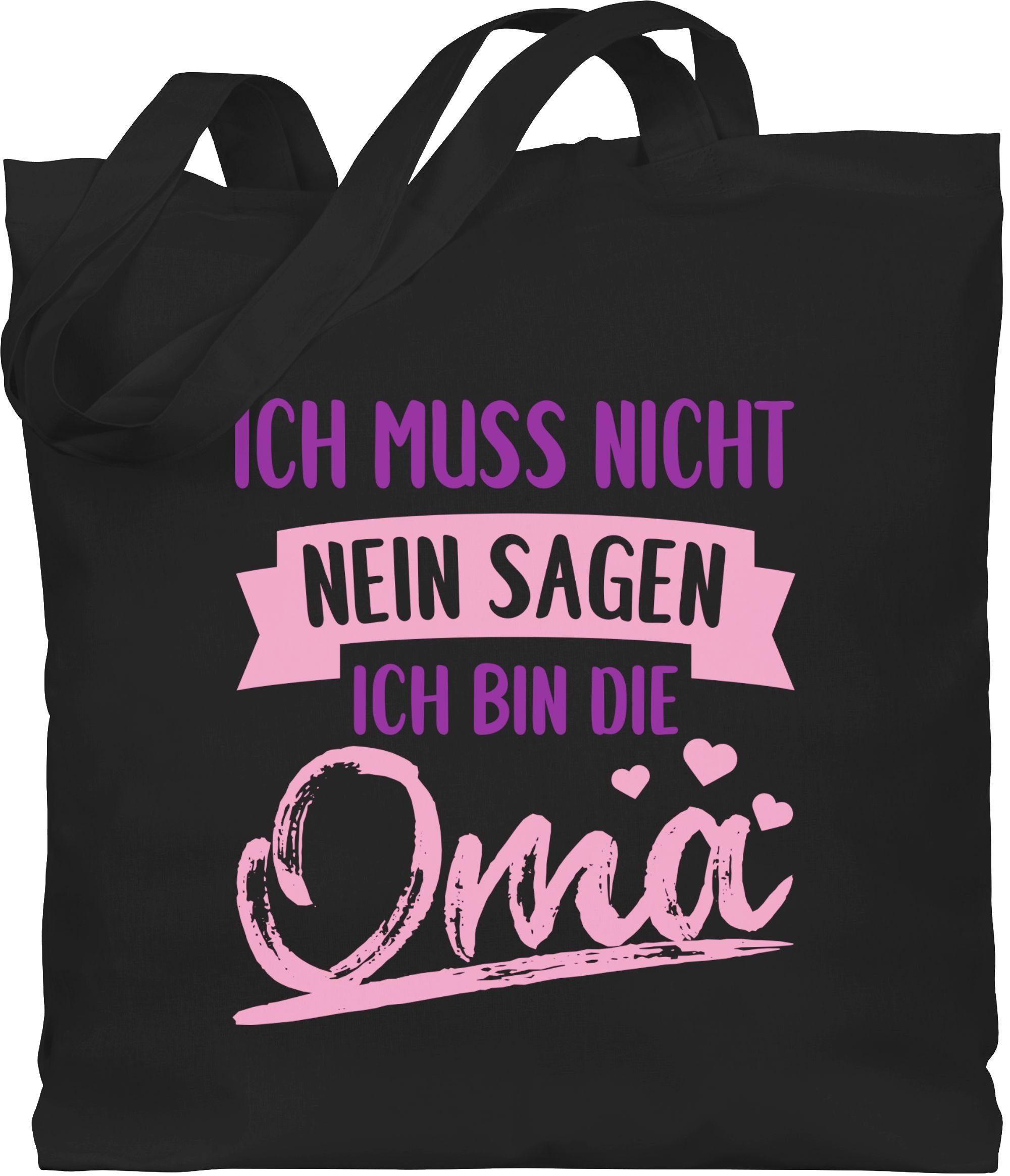 Shirtracer Umhängetasche Ich muss nicht nein sagen ich bin die Oma - Rosa/lila, Oma Geschenk 2 Schwarz