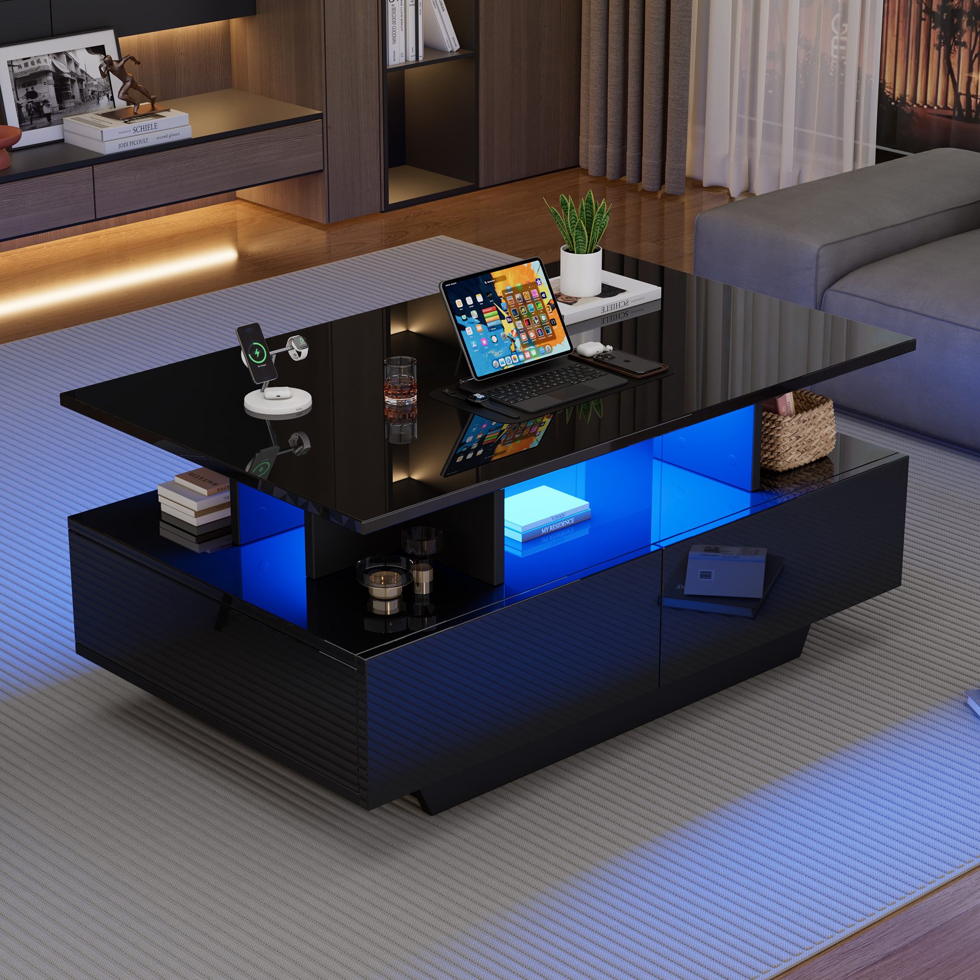 STILVORA Couchtisch Wohnzimmertisch Hochglanz-Beistelltisch Sofatisch mit L günstig online kaufen