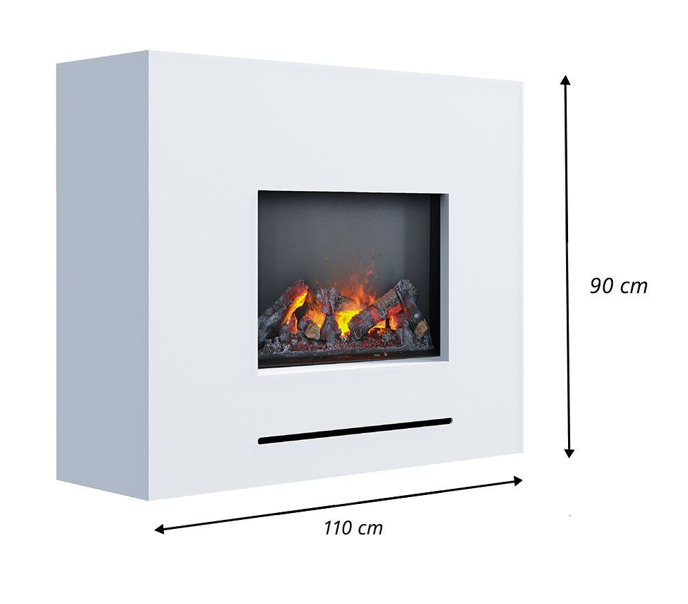 GLOW Feuer optionaler Elektrokamin, FIRE Steinrückwand Fire mit Wasserdampfkamin 3D Elektrokamin Glow Lessing und