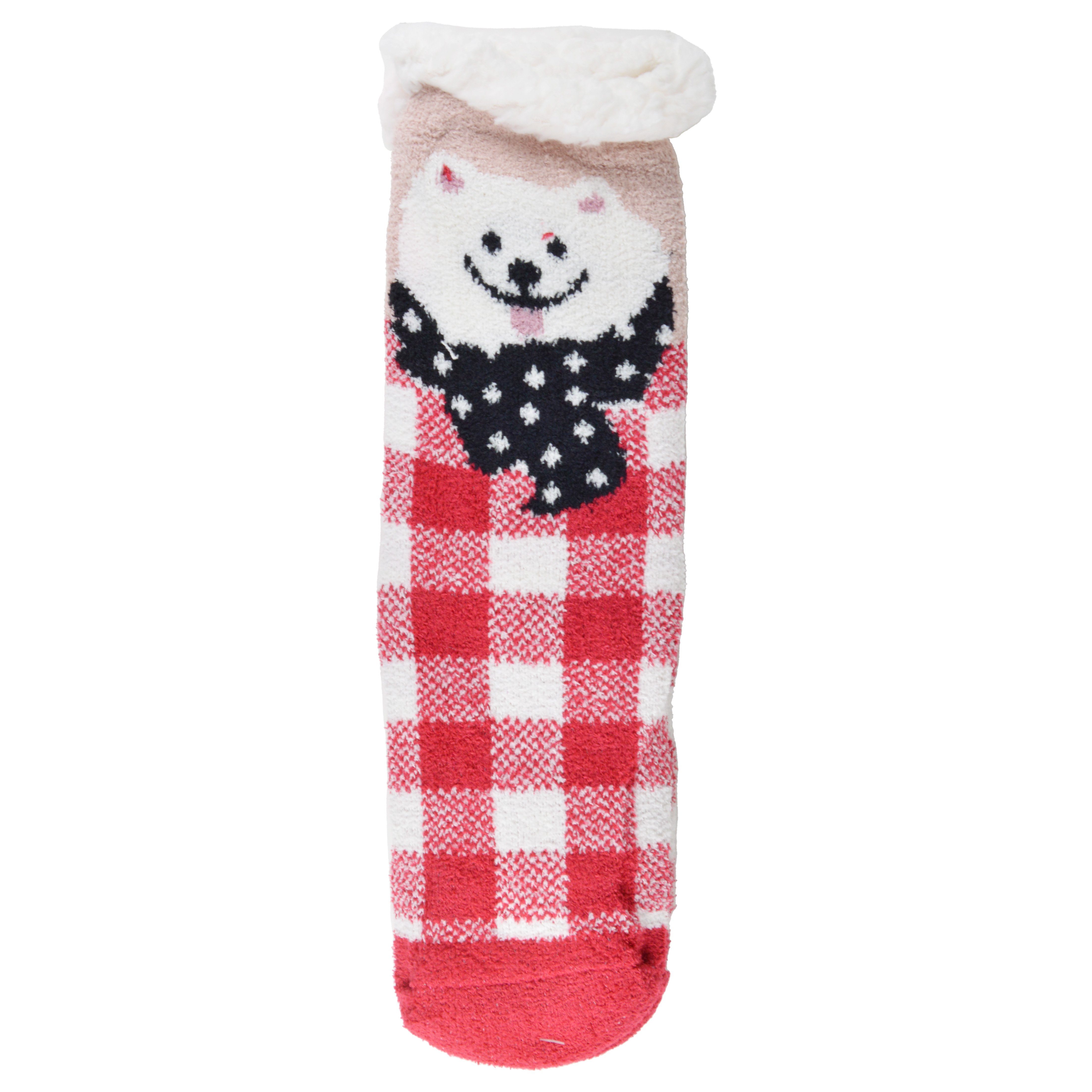 Frostfighter Мягкие носочки Damen Hüttensocken (1 Paar) Teddyfutter, ABS-Sohle