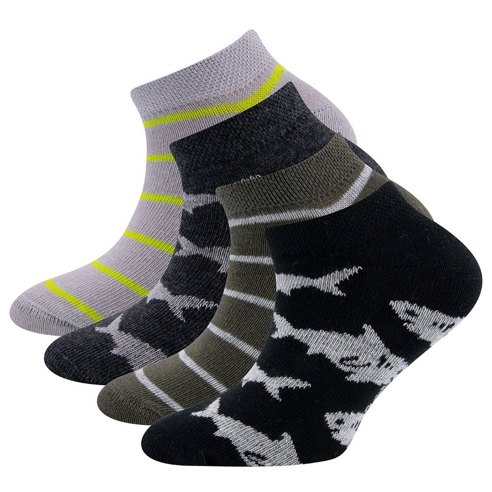 Sneakersocken Sneaker Socken 4er Pack Hai/Ringel
