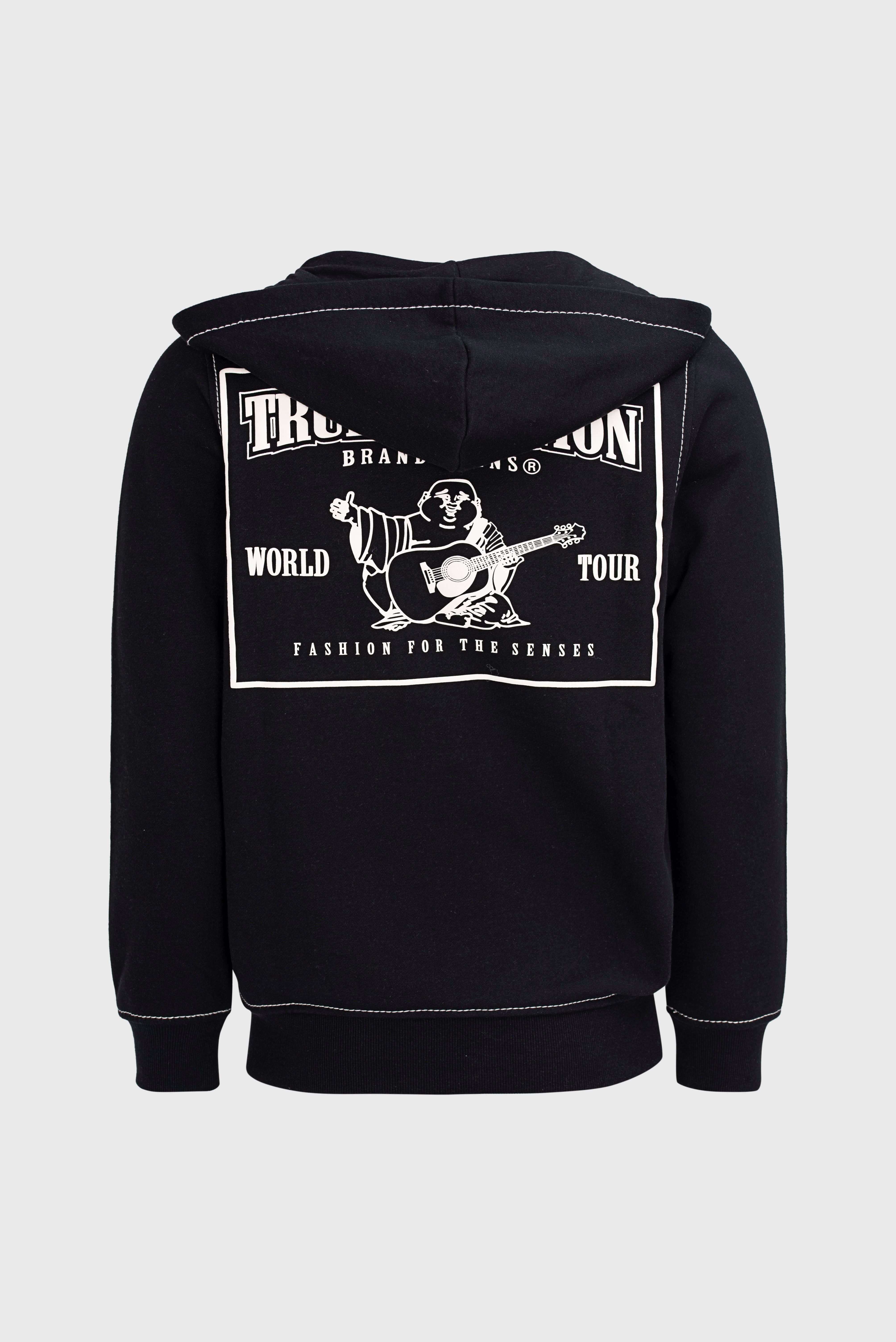 True Religion Kapuzensweatjacke BIG T ZIP THRU HOODIE JET BLACK Baumwollmischung