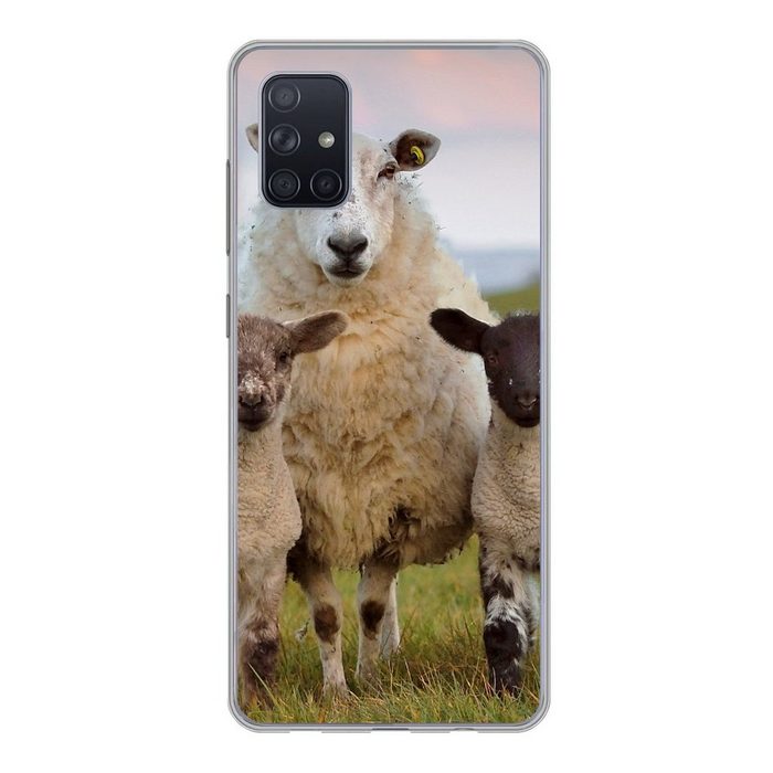 MuchoWow Handyhülle Schafe - Natur - Schwarz - Weiß Phone Case Handyhülle Samsung Galaxy A71 Silikon Schutzhülle