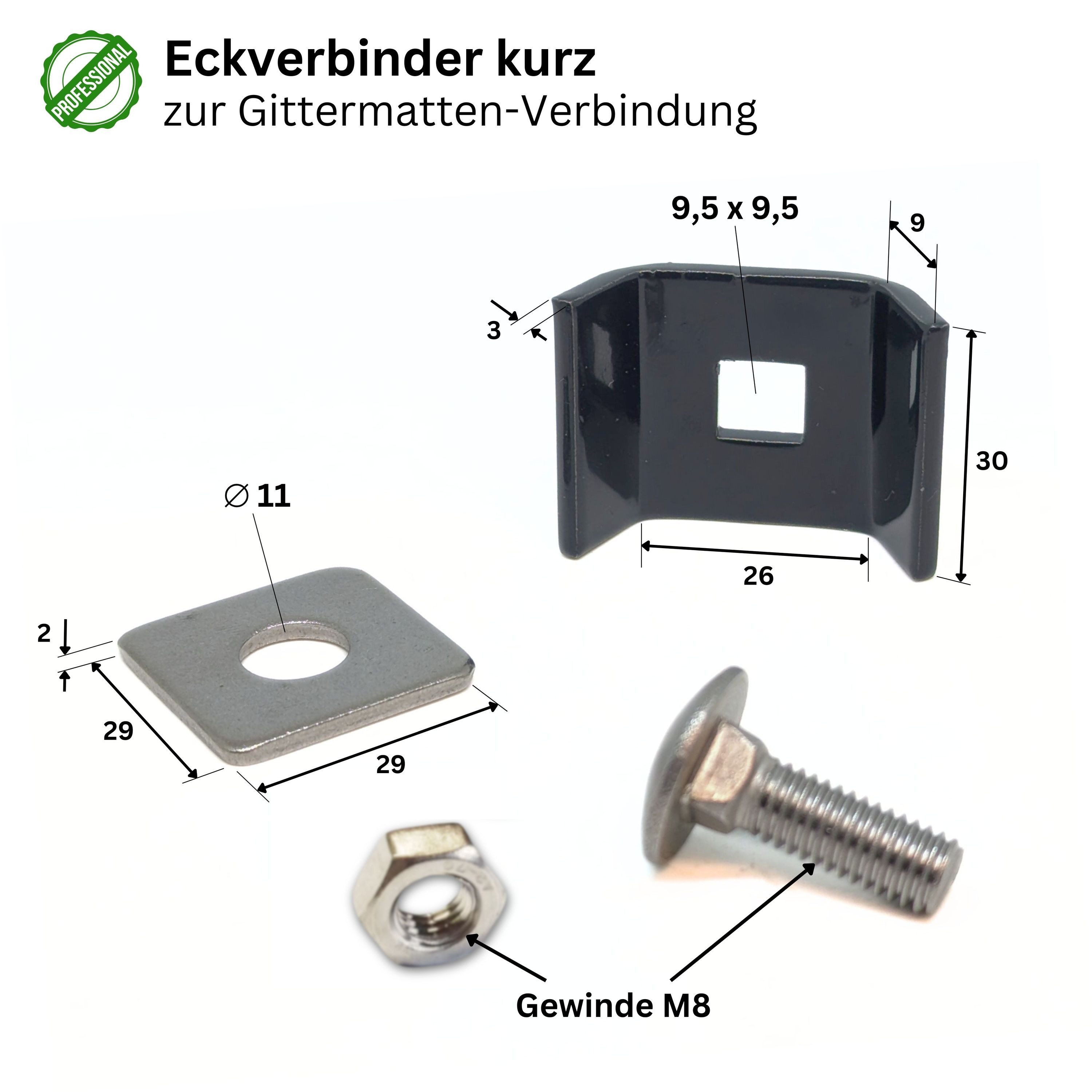 ZAUNIVERSUM Doppelstabmattenzaun 10x Eckverbinder für Doppelstabmatten Anthrazit (RAL 7016), (10x, Stück), modern
