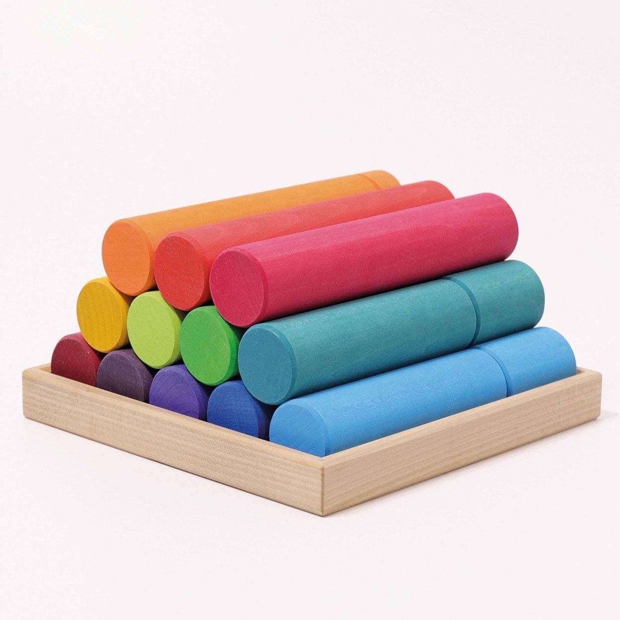 GRIMM´S Spiel und Holz Design Große Bauwalzen Regenbogen Regenbogen in Gross 25 Teile Spielbauklötze