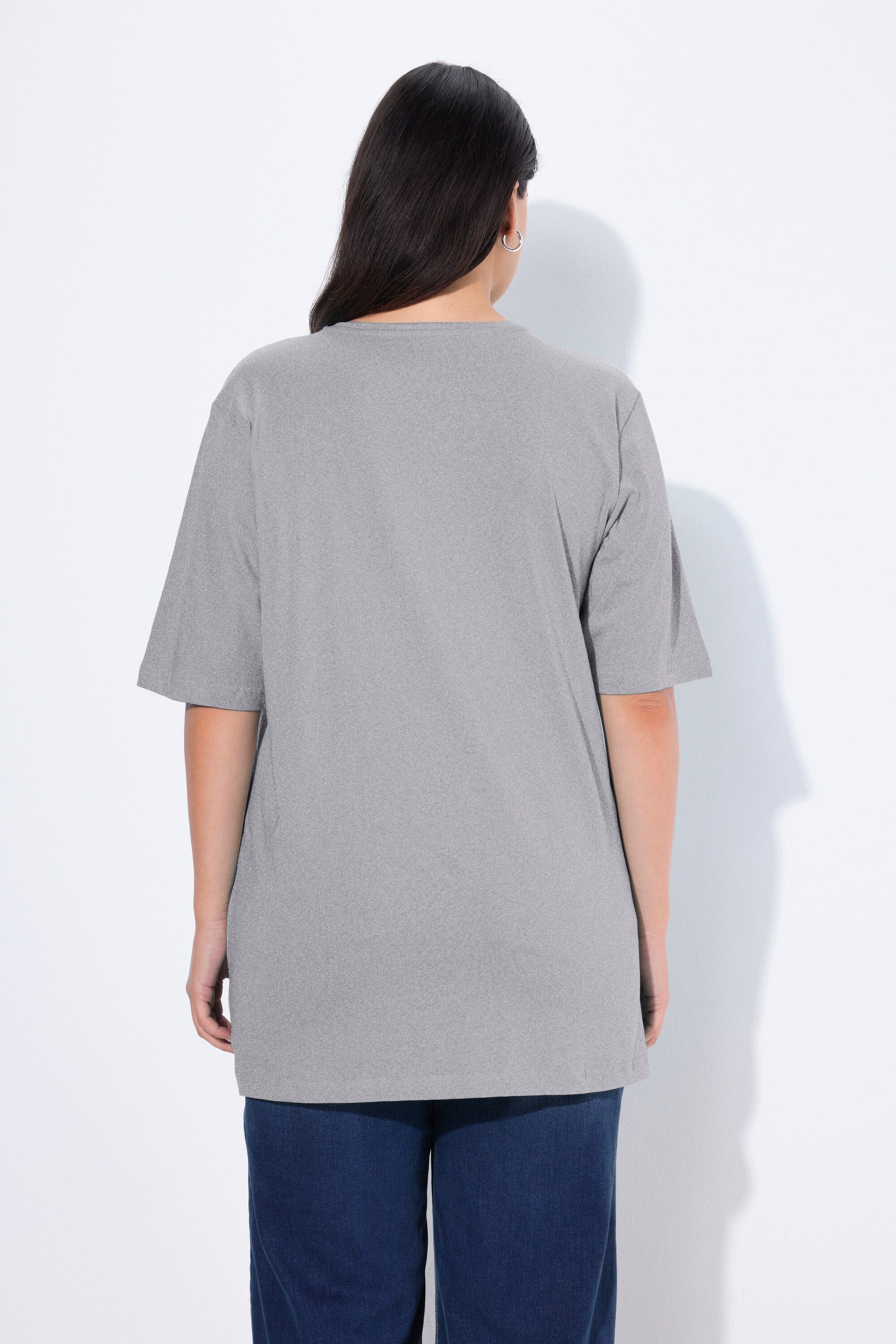 Ulla Popken T-Shirt T-Shirt V-Ausschnitt Relaxed Halbarm