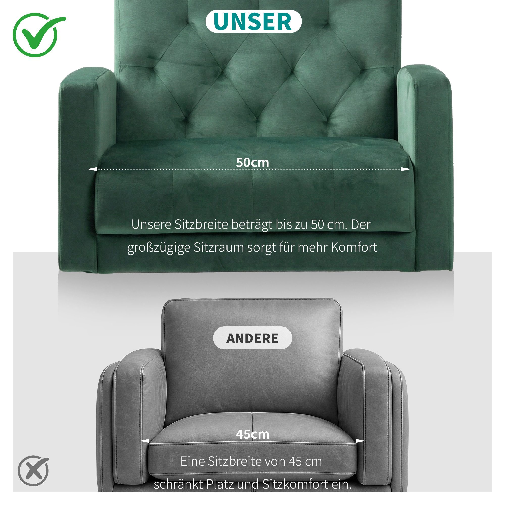 GRAVFORCE Ohrensessel Polstersessel Modern Loungesessel Wohnzimmer (1-St), Stoff bis 136 kg