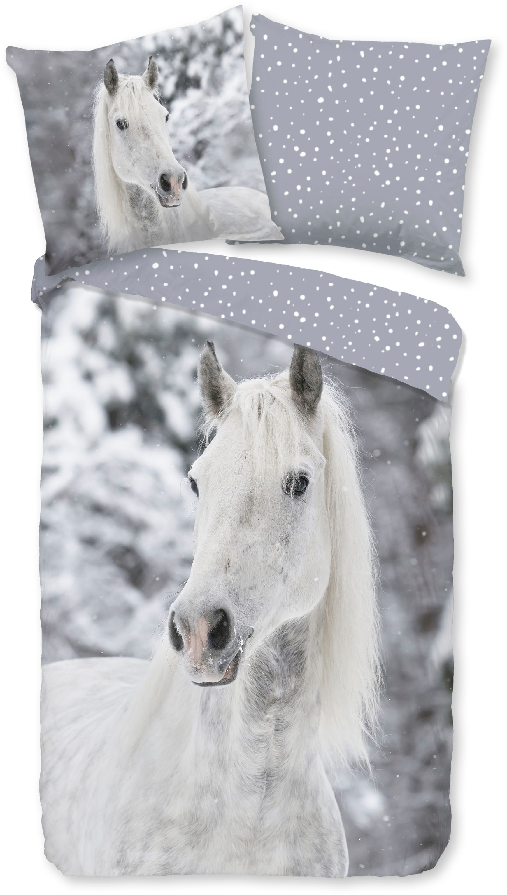 good morning Kinderbettwäsche Bonnie, Biber, Flanell, 2 teilig, Flanell Biber, 135x200, Warm, Reißverschluss, Wende, Kind, winter – Bild 2 von 5
