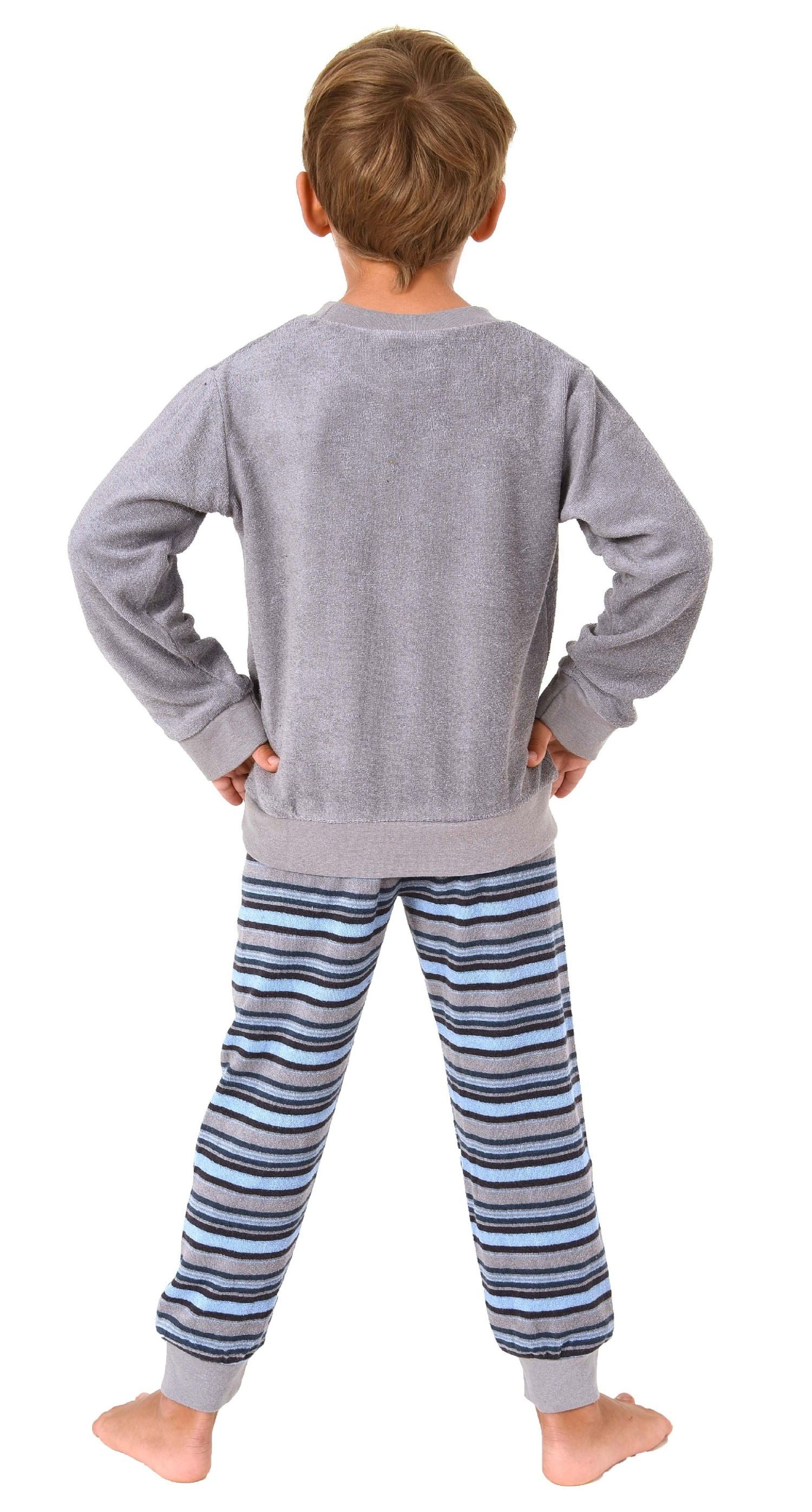 Normann Pyjama Jungen Frottee Pyjama langarm mit Bündchen und Renn Auto Motiv – Bild 4 von 4