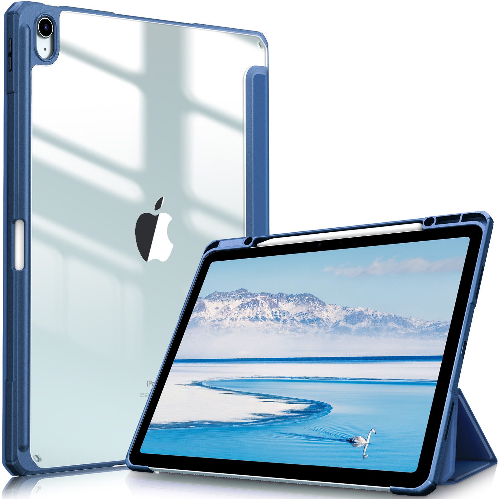 Fintie Tablet-Hülle für iPad Air 13 Zoll M4/M3/M2 (2026/2025/2024) mit Stifthalter, Stoßfeste Hybrid Case mit transparenter Hartschale auf der Rückseite