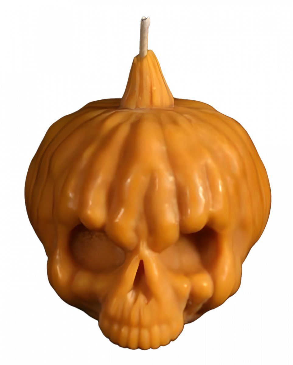 Horror-Shop Totenkopf Dekofigur - Kerze 7,5cm Halloween Kürbis