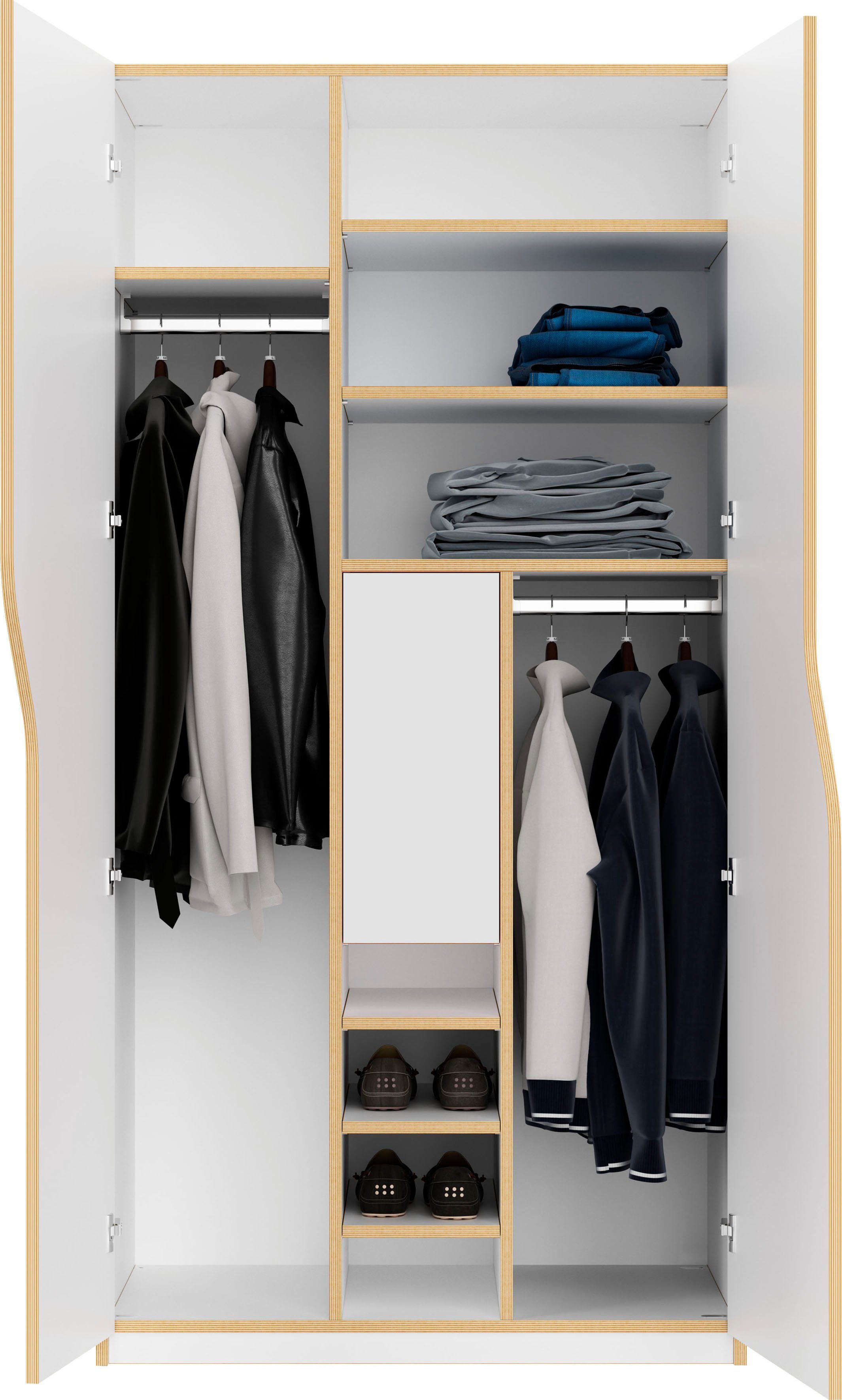 Müller SMALL LIVING Kleiderschrank Nr. Kleiderstangen PLANE Inklusive einer 1 und 2 Ausstattung Tür Innenliegenden