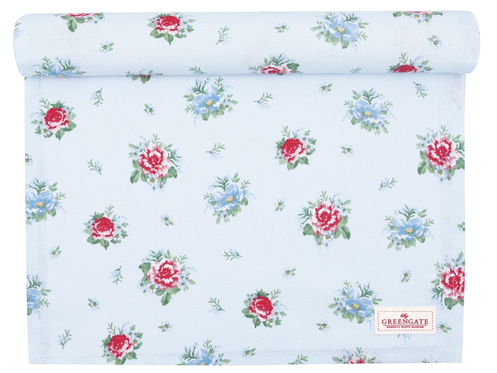 Greengate Tischläufer Alivia Tischläufer pale blue 140x45cm