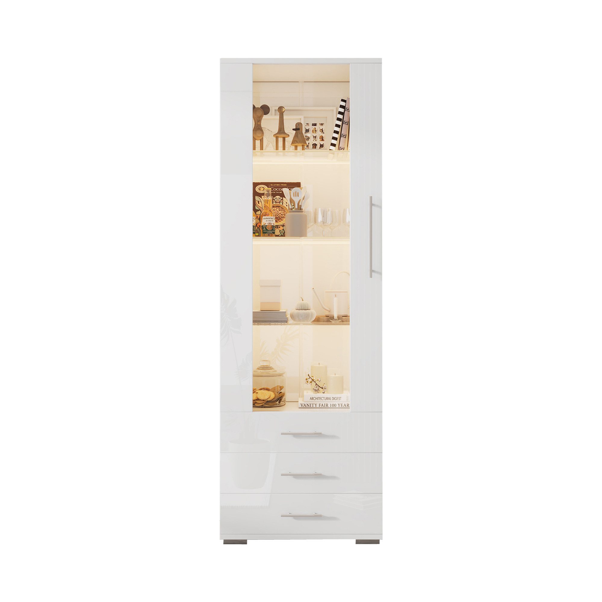 MODFU Vitrine mit Hochglanz-Oberfläche (Hochschrank, Highboard, günstig online kaufen