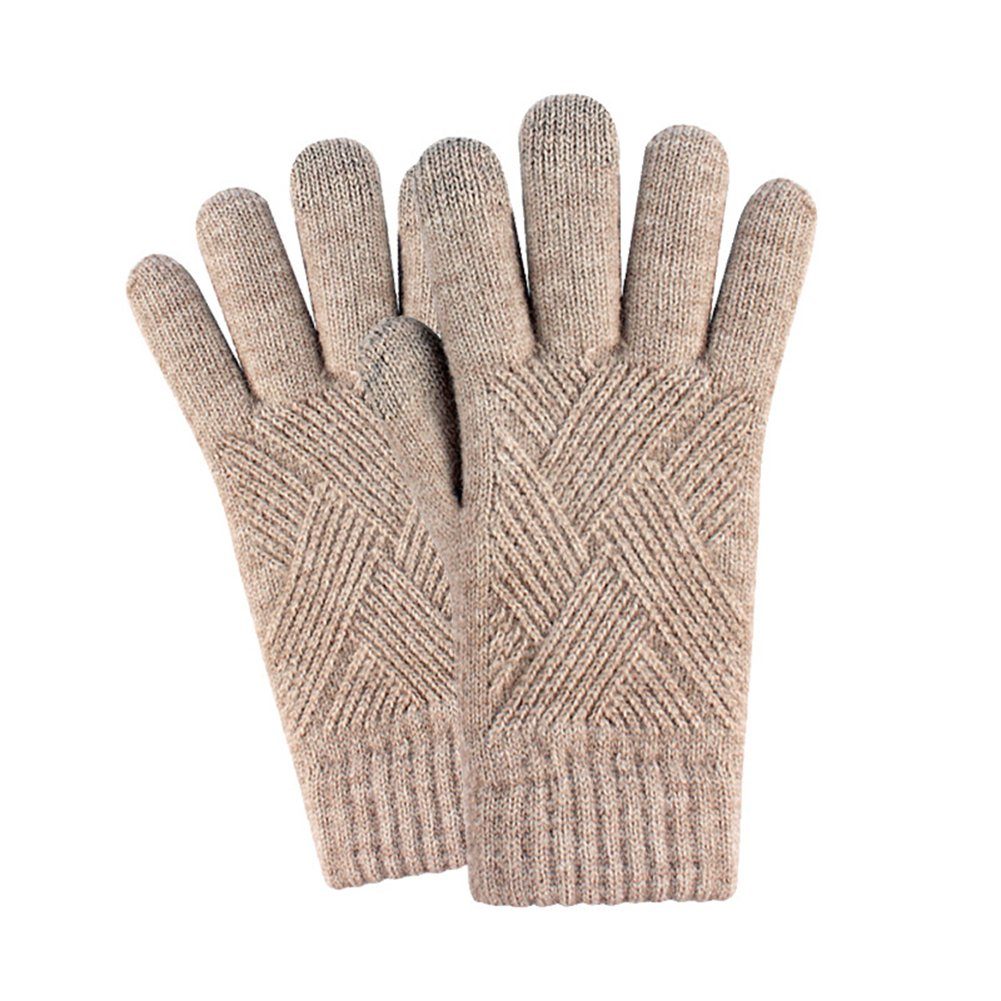 ManKle Strickhandschuhe Winter Touchscreen Handschuhe Fingerhandschuhe für Frauen und Männer Khaki