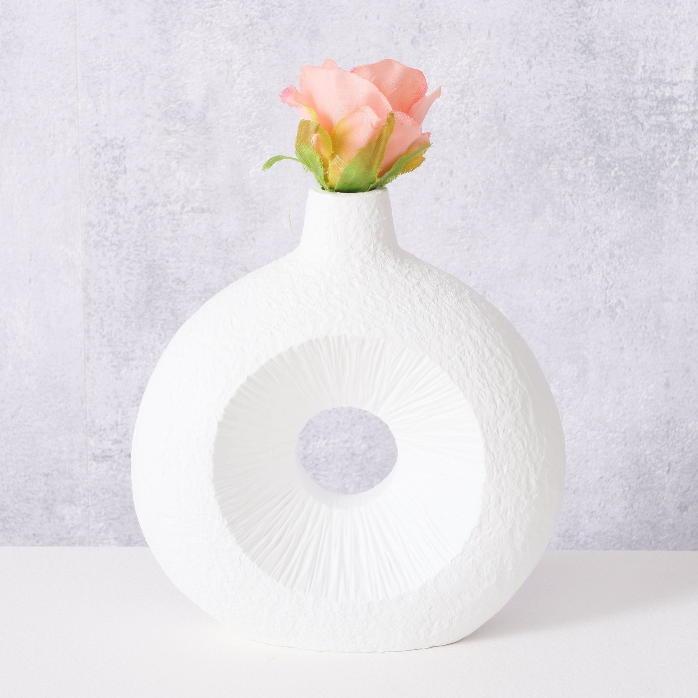 Kunststoff Vase Dekovase aus weiß in BOLTZE H19cm, "Lamony"