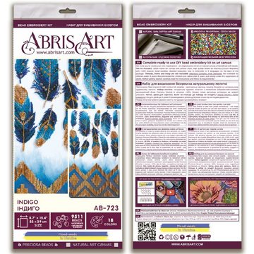 Abris Art Kreativset Abris Art Perlenstich Set "Indigo", bedruckt, 39x19cm, (embroidery kit by Marussia)