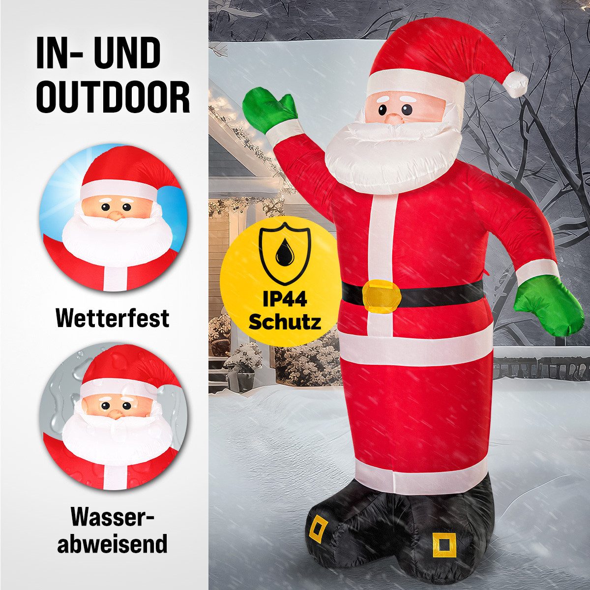 monzana Weihnachtsmann, Aufblasbarer XXL 250cm LED Beleuchtet Befestigungsmaterial IP44 Außen