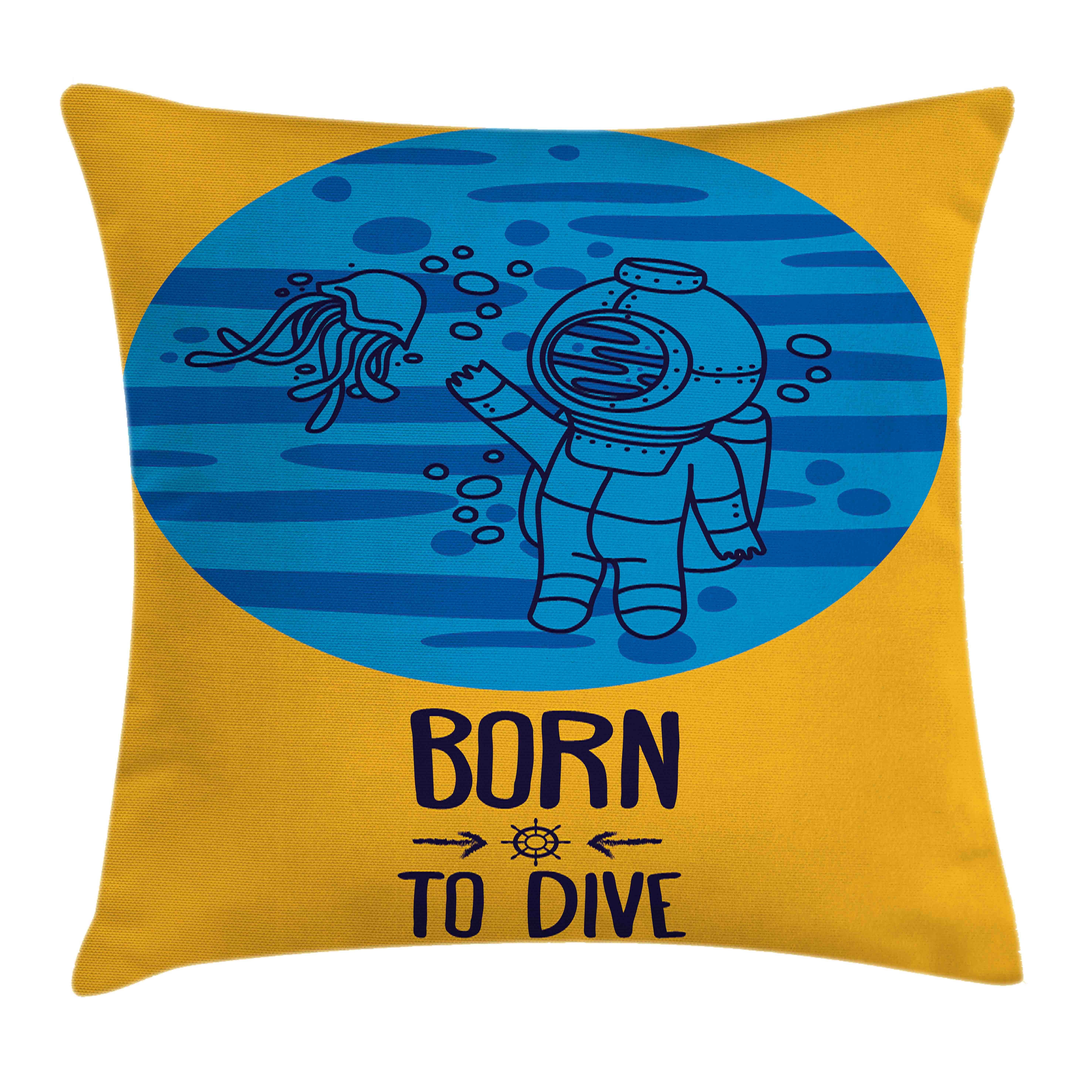 Abakuhaus Born Diver Kissenhülle mit Waschbar Unterwasser- Klaren Druck, mit Kissenbezüge Beidseitiger Farben Dive Text (1 Stück), Reißverschluss to Farbfesten