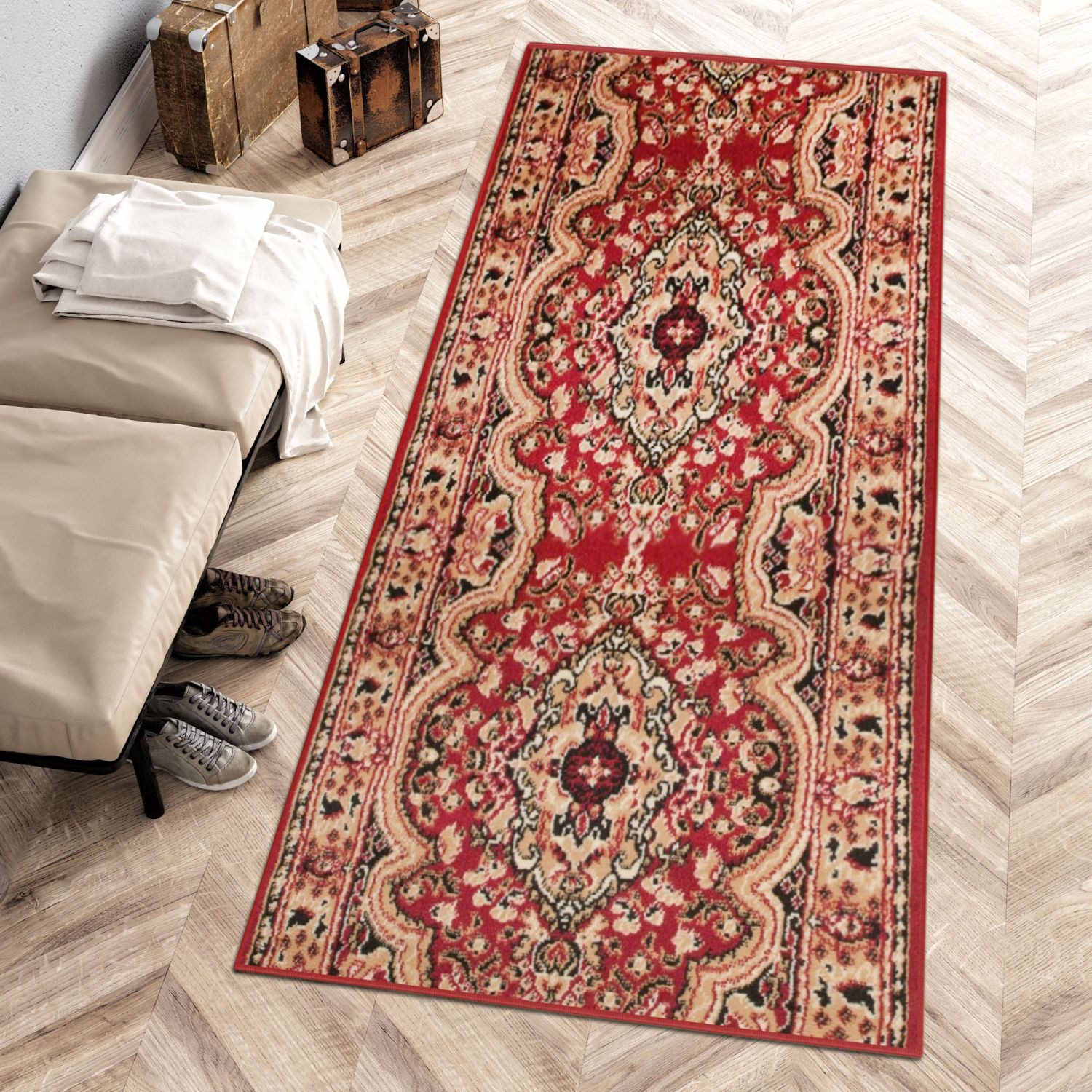 Mazovia Läufer Klassisch Orientalisch Rot Flur, Schlafzimmer, Diele, Fußbodenheizung – Bild 2 von 5