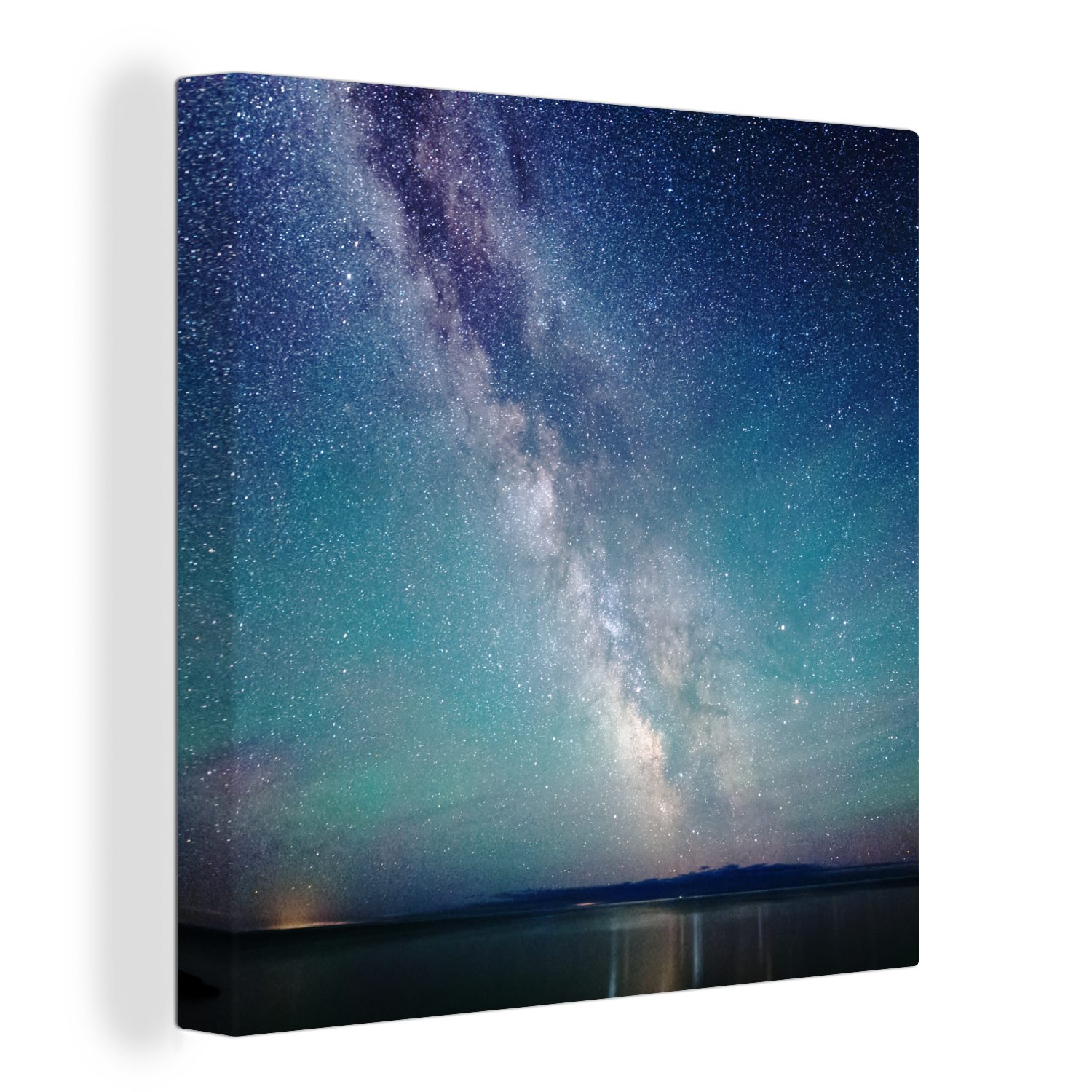 OneMillionCanvasses® Leinwandbild Milchstraße über einer großen Wasserfläche, (1 St), Leinwand Bilder für Wohnzimmer Schlafzimmer