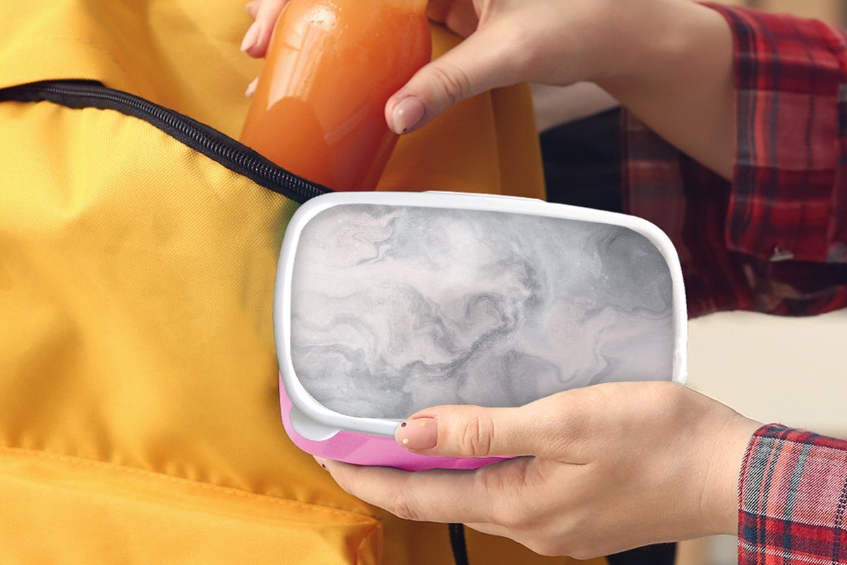 MuchoWow Kinder, - Erwachsene, Lunchbox Brotdose für Kunststoff rosa Brotbox Abstrakt Wolken Kunststoff, - Snackbox, Mädchen, (2-tlg), Malen,