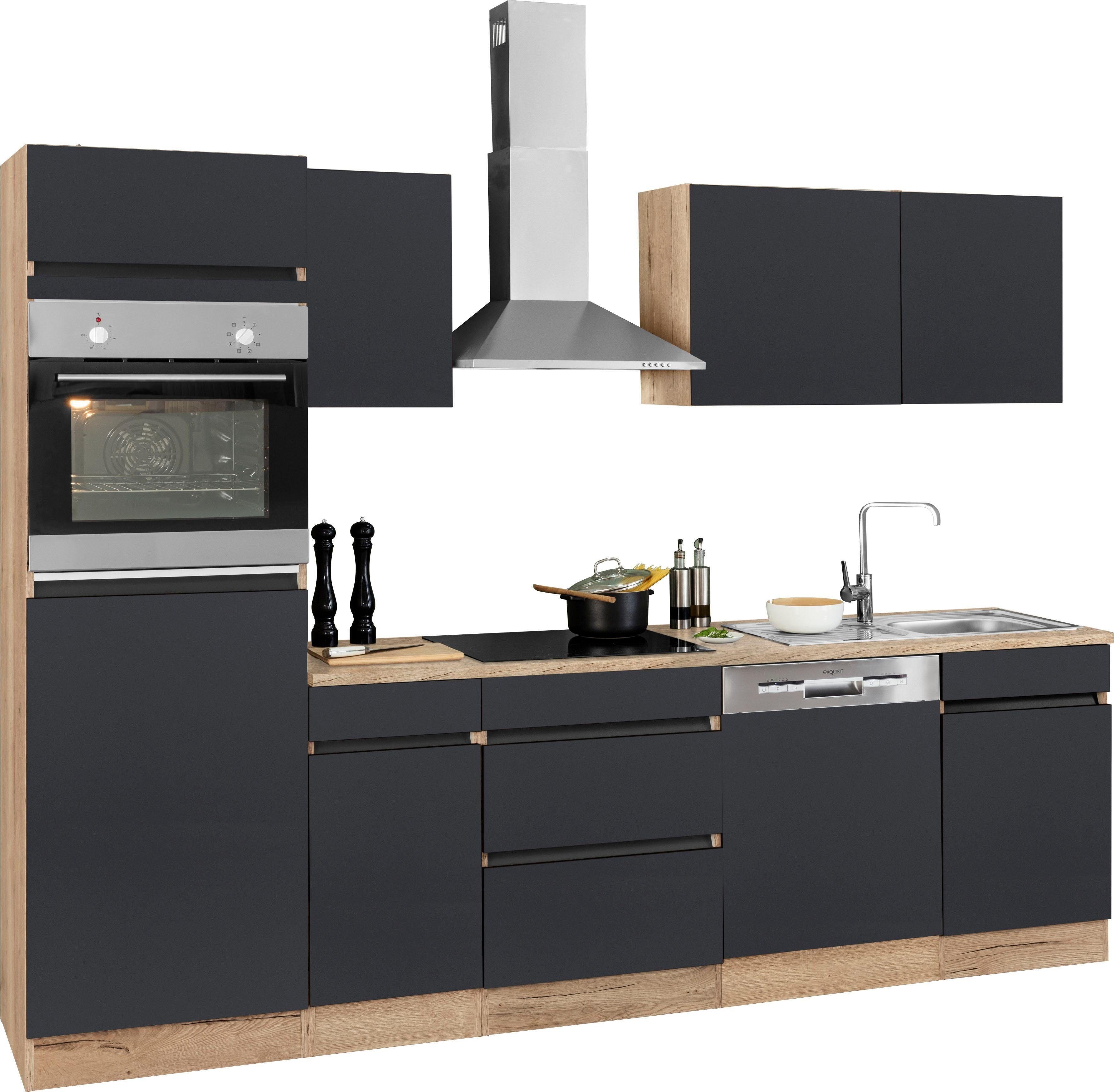 Front: anthrazit | Korpus: wildeichefarben | Arbeitsplatte: wildeichefarben