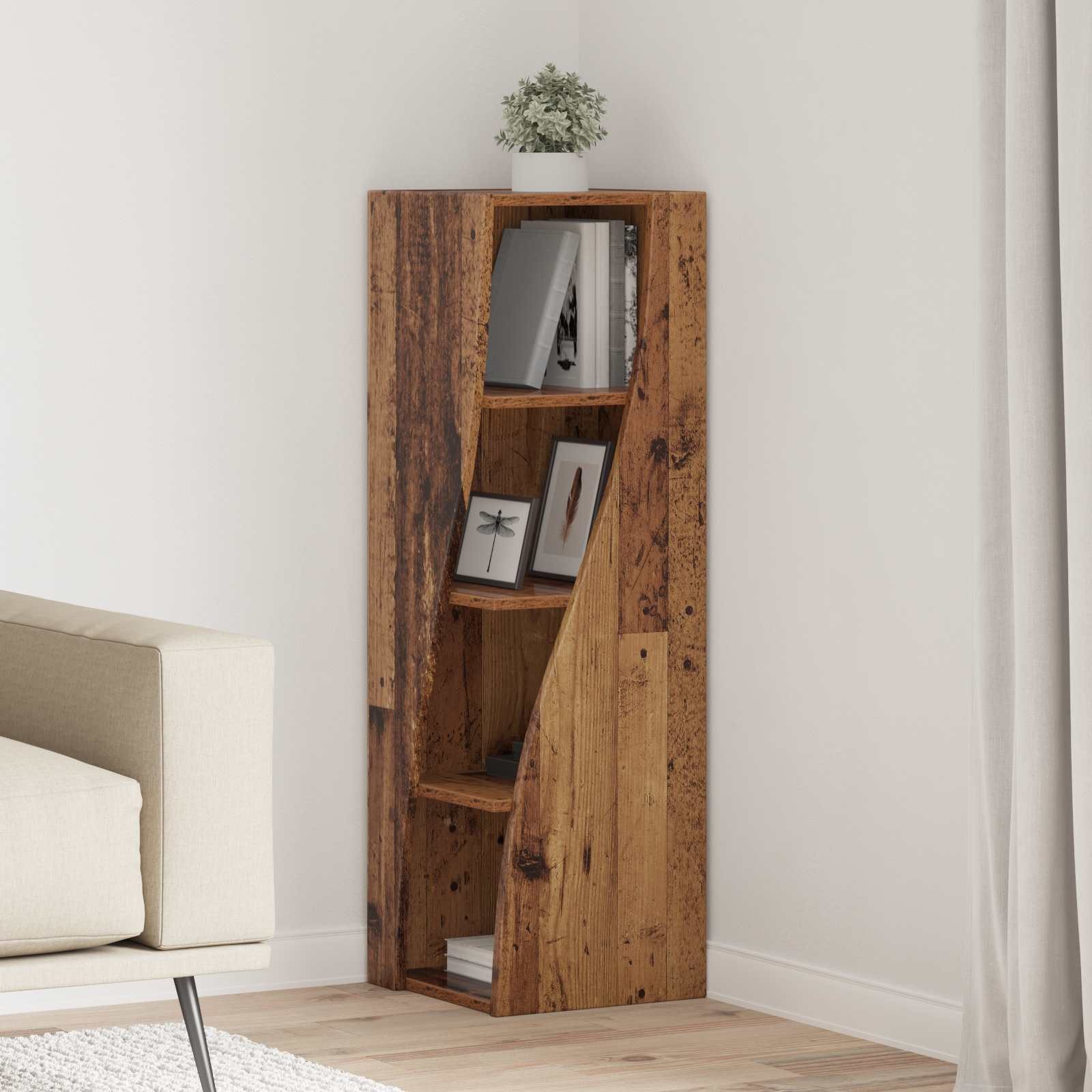 vidaXL Eckschrank Eckschrank 32x32x102cm Holzwerkstoff Altholz (1-St)