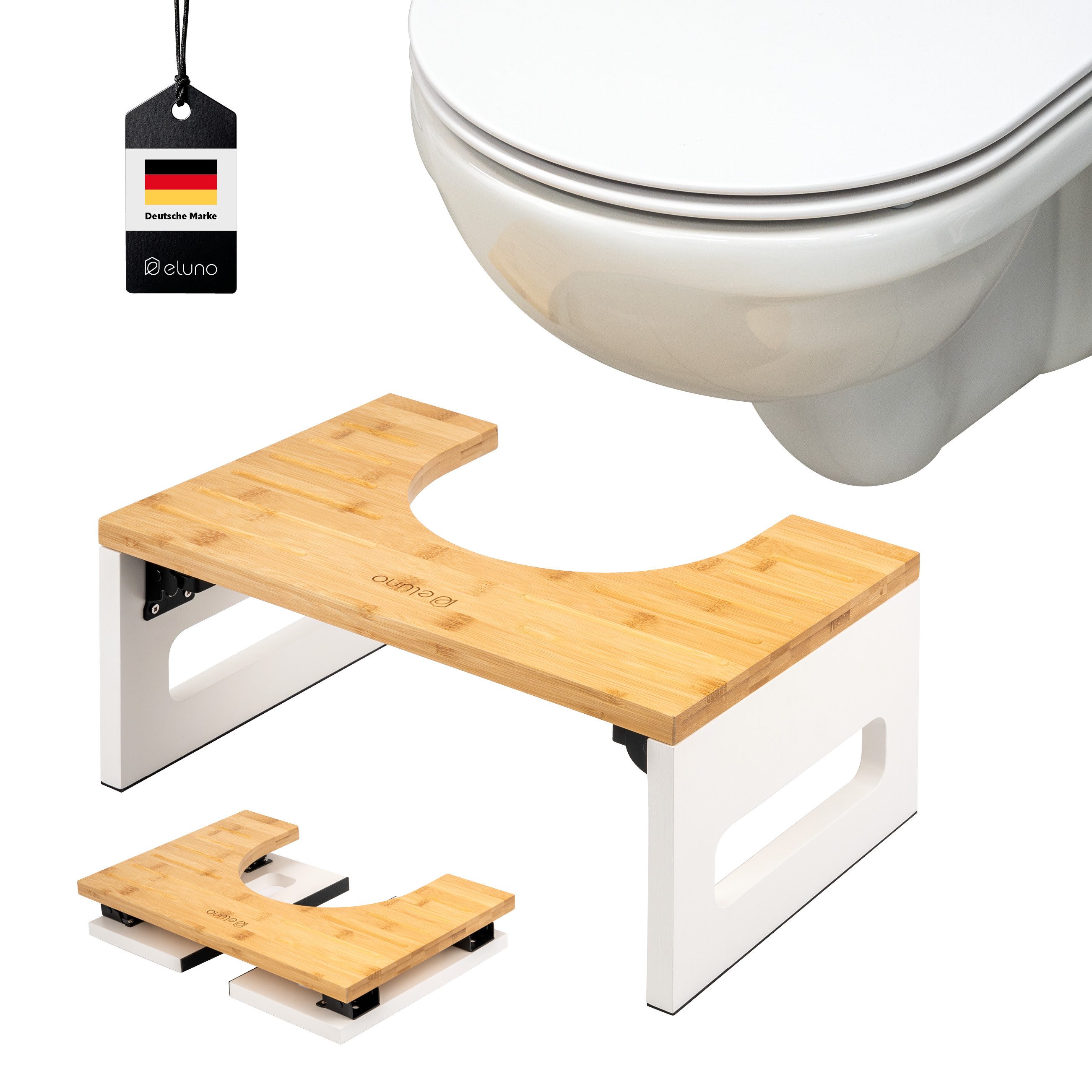 eluno Fußhocker Toilettenhocker, aus Bambus, platzsparend zusammenklappbar günstig online kaufen