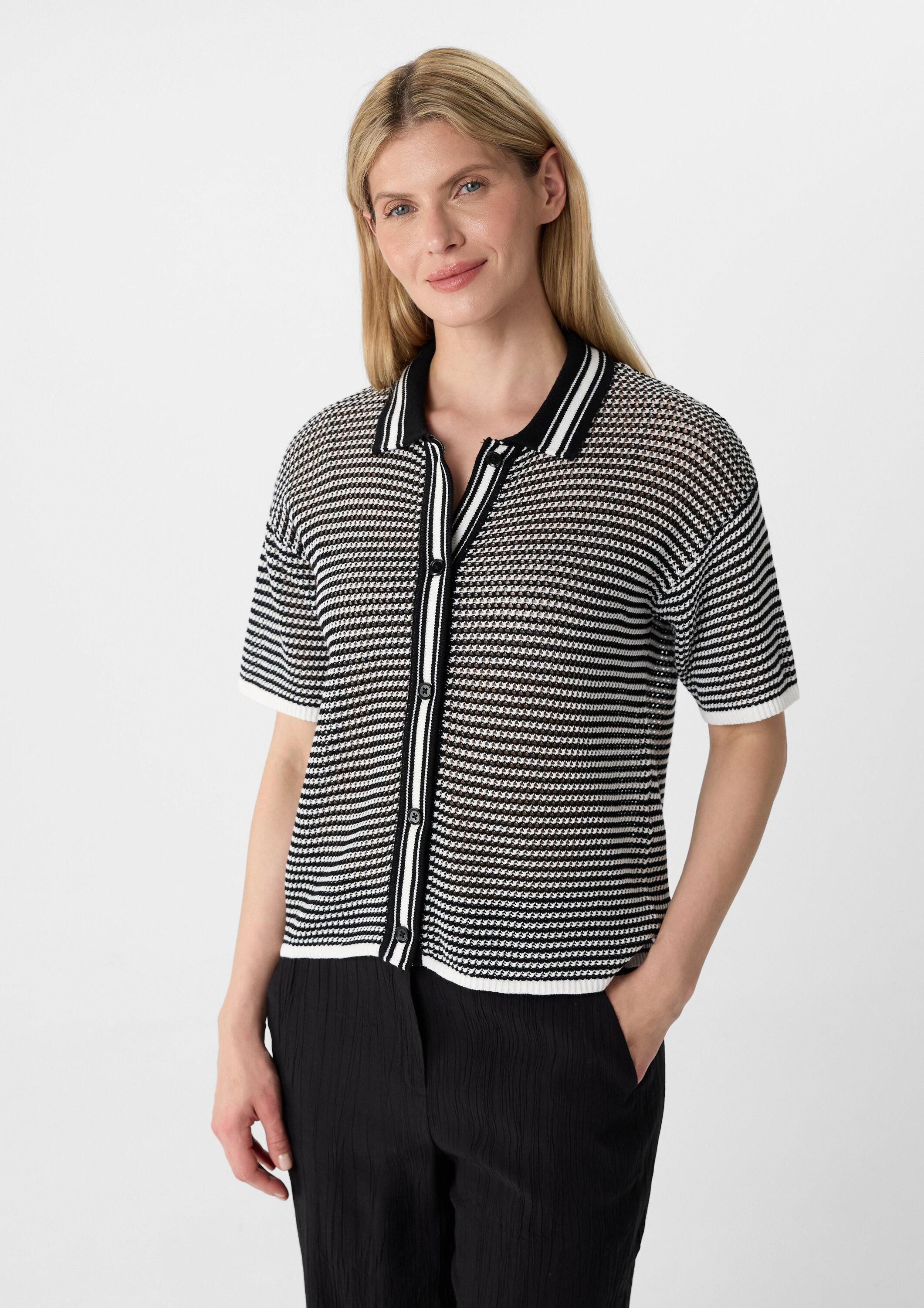 comma Cardigan Strickjacke Luftiger Kurzarm-Cardigan mit Polokragen günstig online kaufen