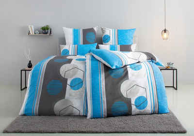 Bettwäsche Emmi in Gr. 135x200 oder 155x220 cm, my home, Linon, 2 teilig, moderne Bettwäsche aus Baumwolle, Bettwäsche mit geometrischem Muster