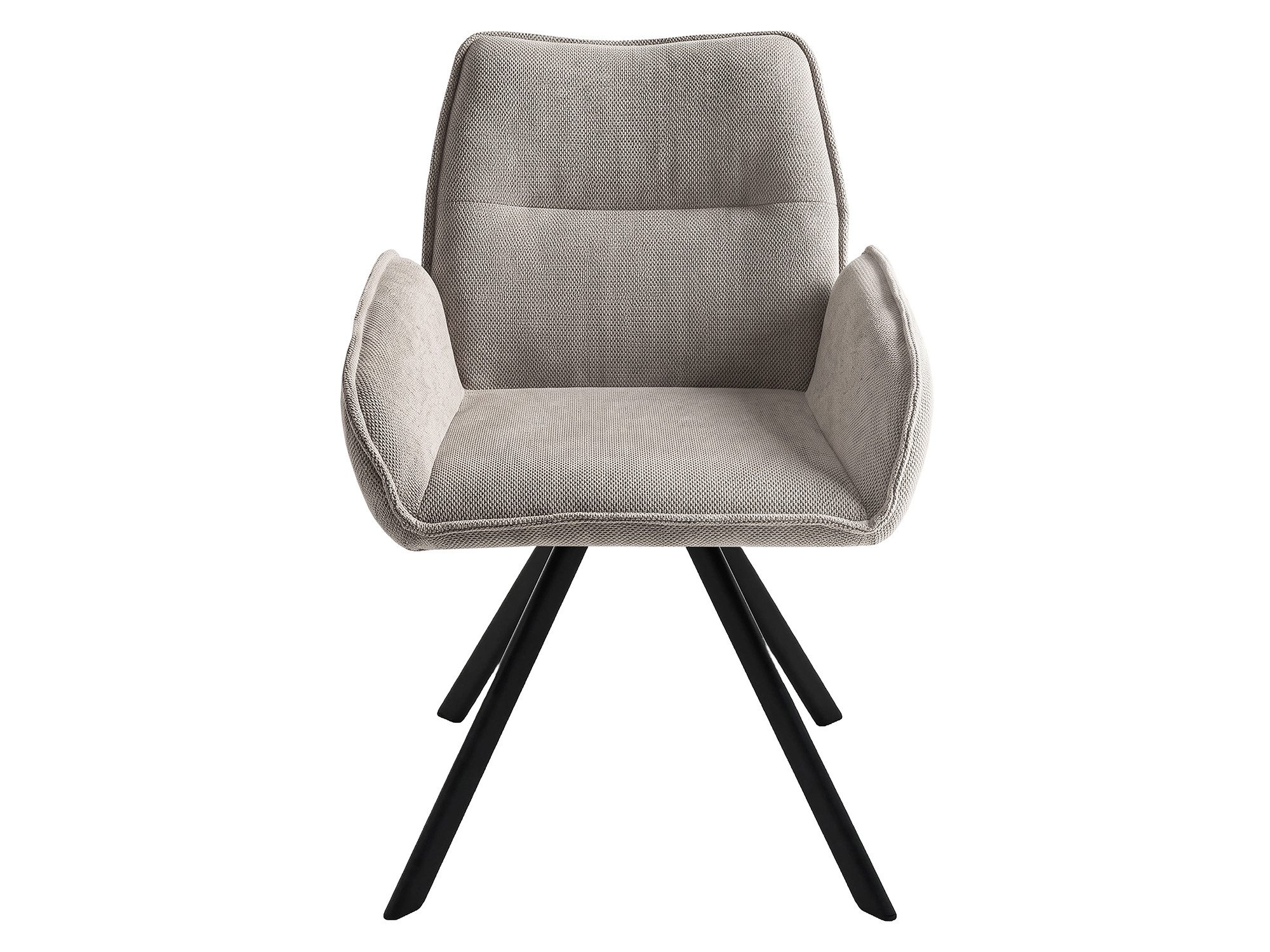 Beautysofa Drehstuhl Zerra Esszimmerstuhl 360° drehbar mit Armlehnen (gepolsterter Esszimmersessel aus Strukturstoff, 1 St), Drehstuhl mit schwarzem Metallgestell
